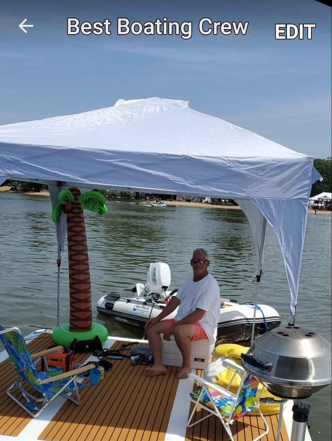 Island Hopper Mega Yacht Floating Dock – 10’ x 10’ Inflatable Dock for Boats and Lakefront – UV-Resistant PVC with Non-Slip EVA Foam – Holds Up to 2000 lbs – Lake Floats Easy Setup and Storage customer photo 1