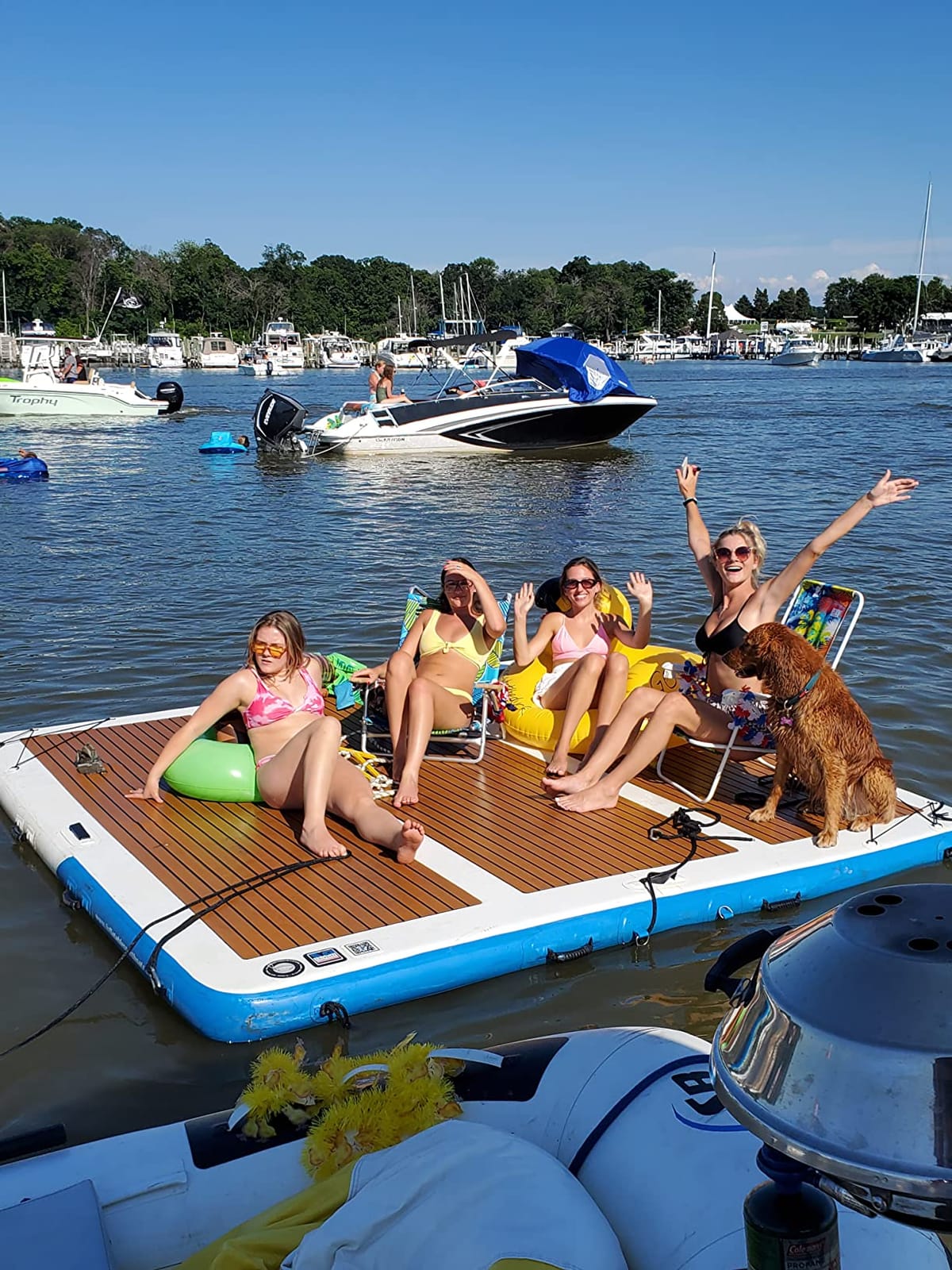 Island Hopper Mega Yacht Floating Dock – 10’ x 10’ Inflatable Dock for Boats and Lakefront – UV-Resistant PVC with Non-Slip EVA Foam – Holds Up to 2000 lbs – Lake Floats Easy Setup and Storage customer photo 2