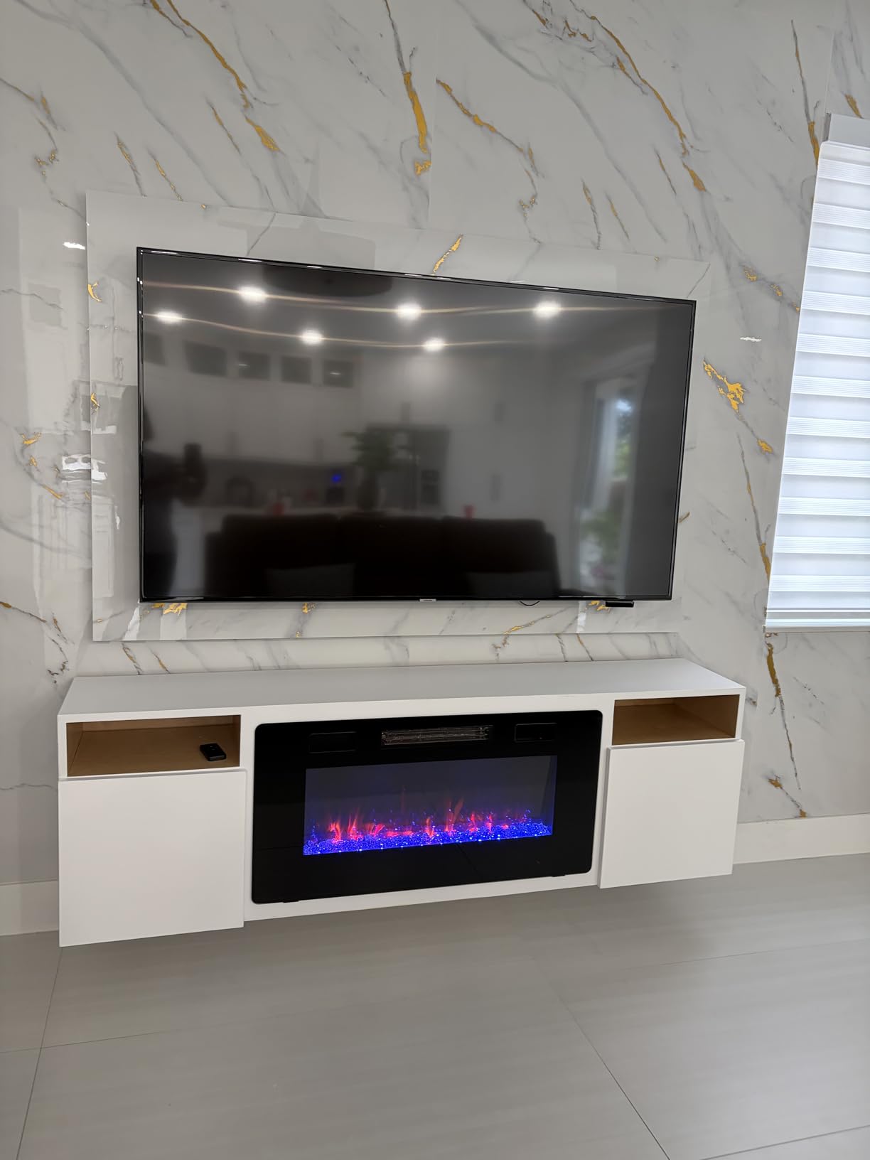 Electactic 36 Inch Electric Fireplace Insert Ultra-Thin - Recessed & Wall-Mounted Fireplace Heater with Thermostat, Adjustable Flame, Remote Control - Linear with Timer, Touch Screen, 750/1500W customer photo 2
