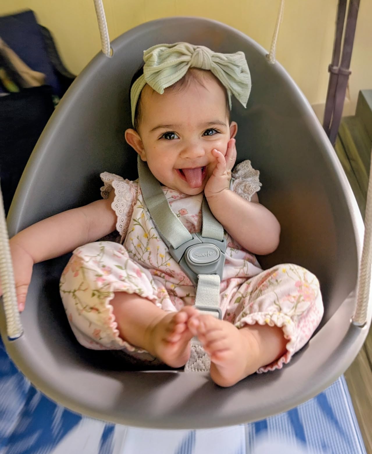 Swurfer Coconut Toddler Swing – Comfy Baby Swing Outdoor, 3- Point Adjustable Safety Harness, Secure, Safe Quick Click Locking System, Blister-Free Rope, Easy Installation, Ages 6-36 Months customer photo 2