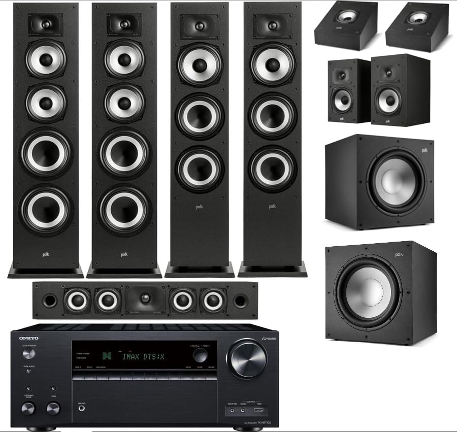 Polk Audio Monitor XT60 Home Theater Tower Speaker (Single, Midnight Black) | Dolby Atmos, DTS:X & Auro 3D Compatible, 1