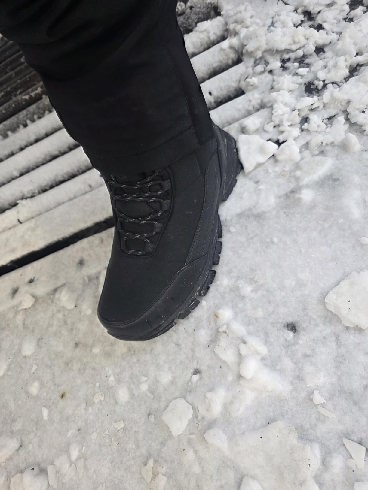 SHULOOK Men's Snow Boots Waterproof Warm Fur Lined Winter Hiking Boot Non-slip Outdoor Ankle High-top Shoes Work Hiker Trekking Trail customer photo 1