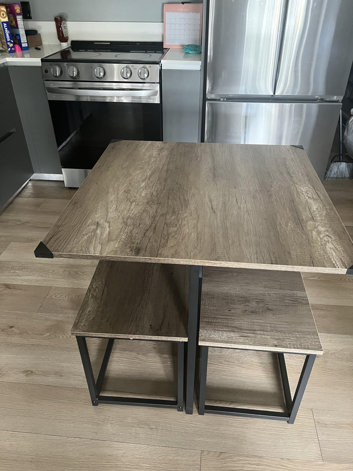 Yaheetech Small Dining Table Set for 4, Space Saving Table and Chairs, Gray customer photo 1