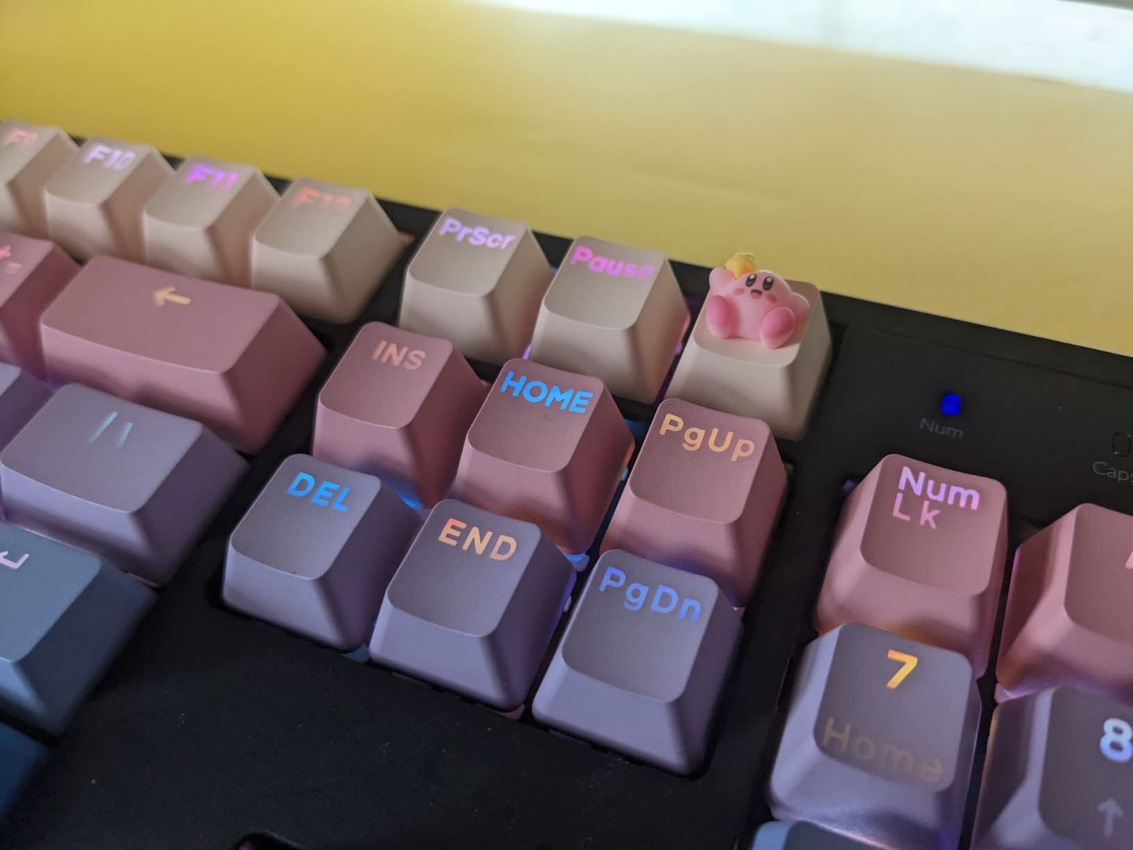 YMDK Double Shot 122 Dyed PBT Shine Through OEM Profile Keycap Rainbow Carbon Sunset Backlit Keycaps for MX Switches Mechanical Keyboard(Only Keycap) (Dolch 122 Key) customer photo 1