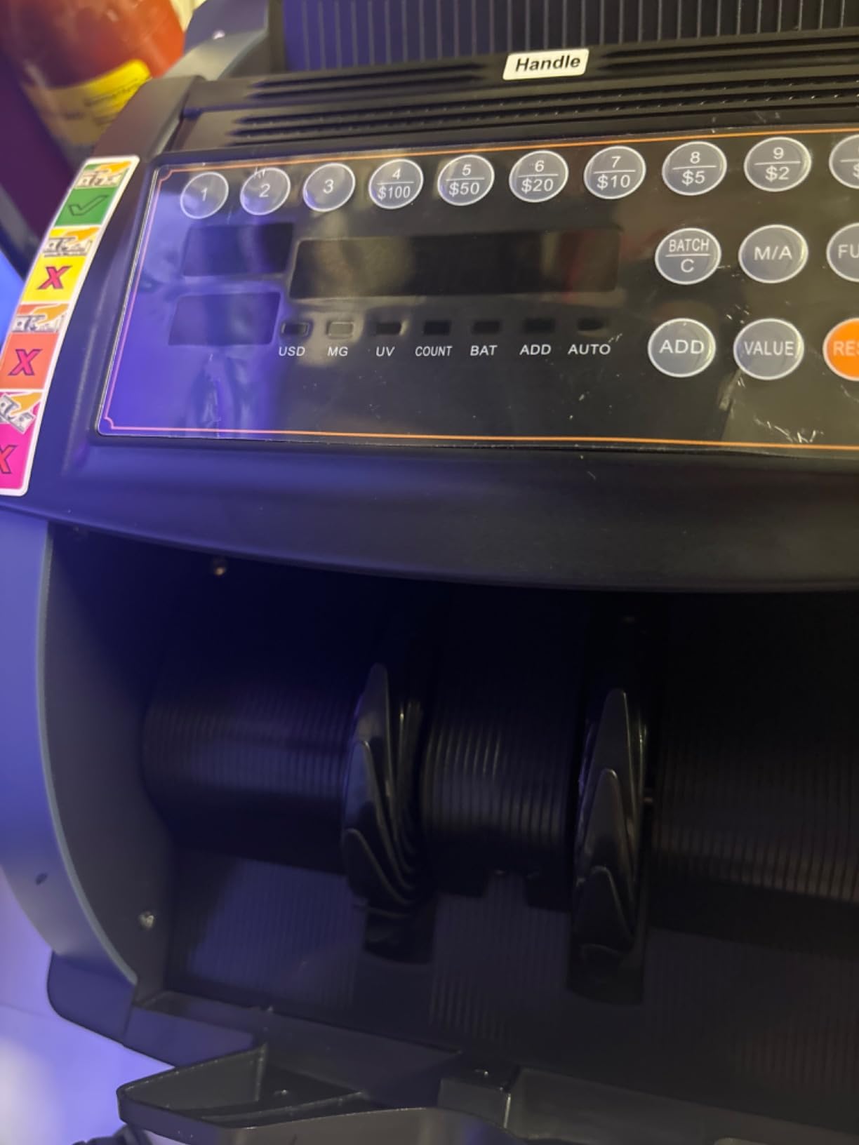 Aneken Money Counter with Value Count, UV/MG/IR/MT/DD Counterfeit Bill Detection for USD EUR with Count/Add/Batch/Auto/Manual Modes, Cash Counter with External LCD Display for Small Business & Office customer photo 2