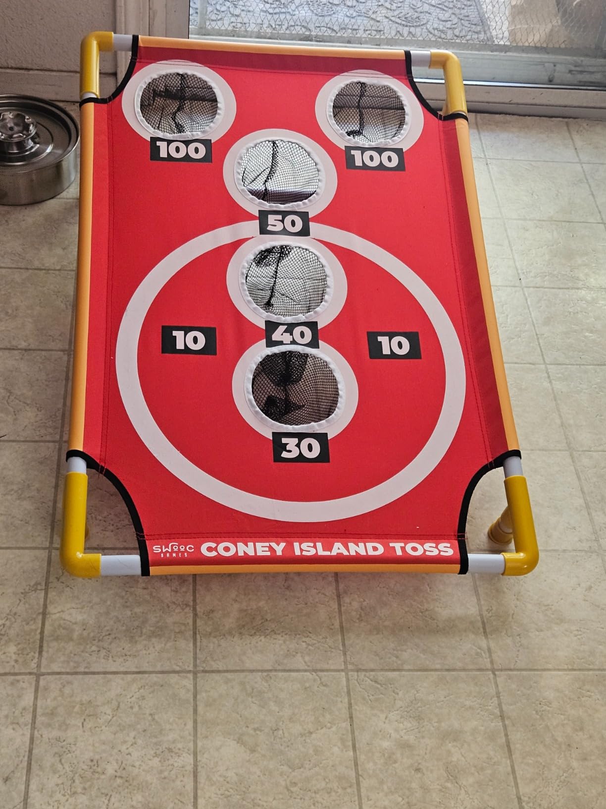 Swooc Games - Coney Island Toss™ - Arcade Style Cornhole Board Set w/Carrying Case & 15+ Games - Corn Hole Games for Adults - Kids Bean Bag Toss Game - Kids Cornhole Set w/Bags - Outdoor Yard Games customer photo 2
