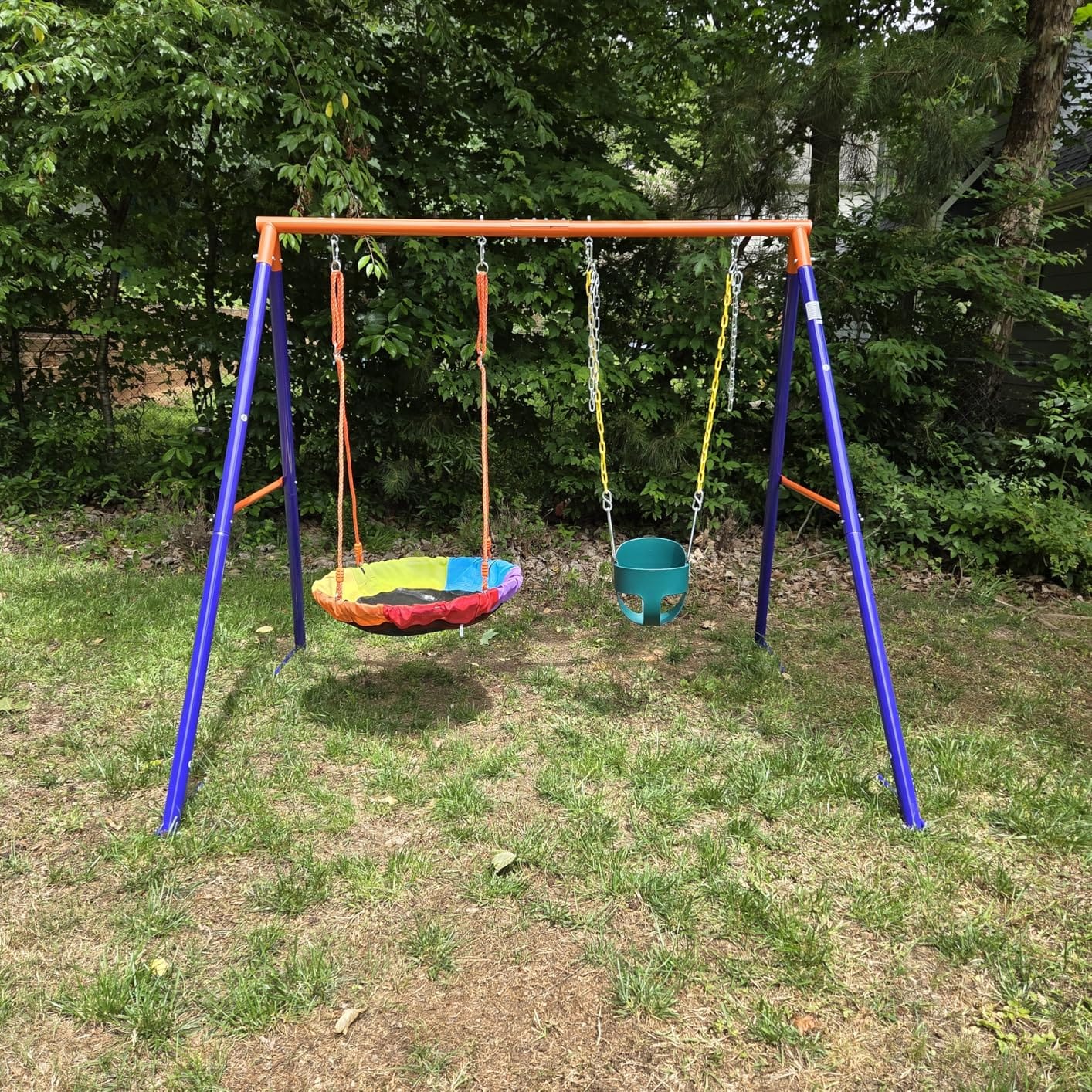 High Back Full Bucket Toddler Swing Seat with Yellow Coated Chains Fully Assembled Baby Swing Set Accessories customer photo 2