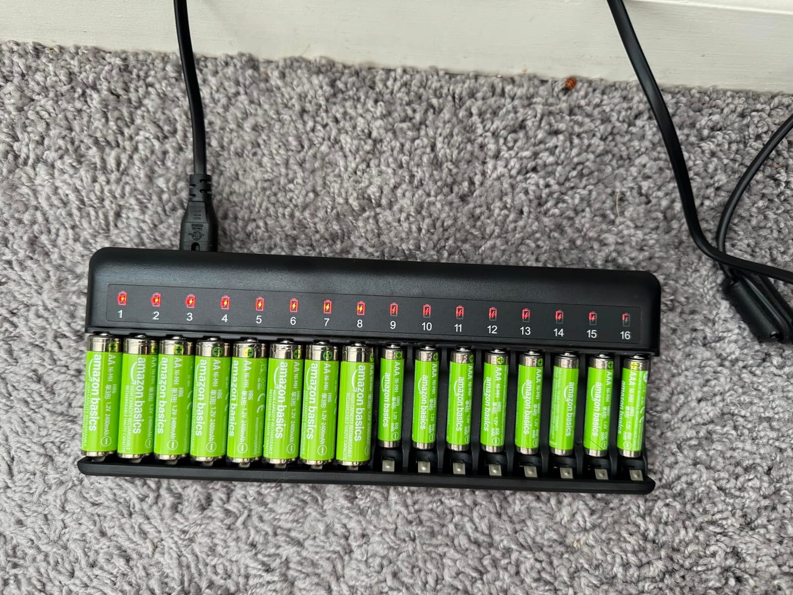 BONAI 16 Bay AA AAA Battery Charger for NiMH Rechargeable Batteries with Independent Control and LED Light (Battery not Included) customer photo 1