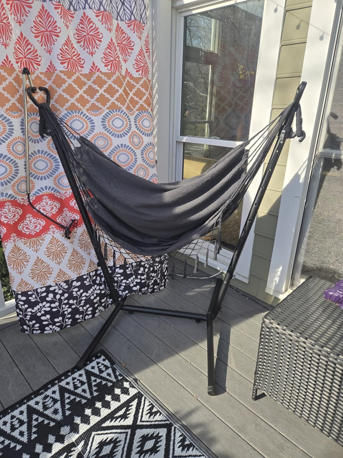Hammock with Stand Phone Holder Included Double Hanging Chair Macrame Boho Handmade Adjustable Swing Indoor Outdoor Patio Yard Garden Porch 400lbs Capacity (2022 Grey) customer photo 1
