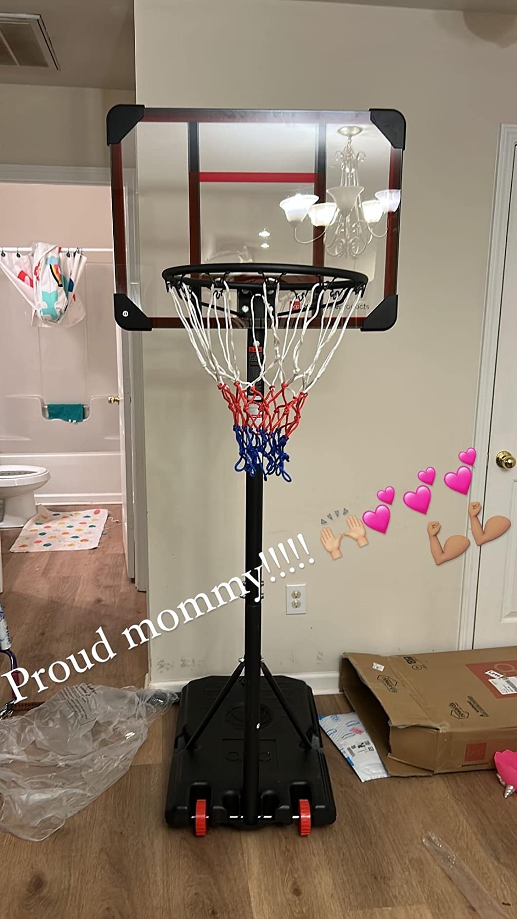 Best Choice Products Kids Height-Adjustable Basketball Hoop System, Portable Game w/Wheels, Fillable Base, 70.5in to 82.3in Height customer photo 1