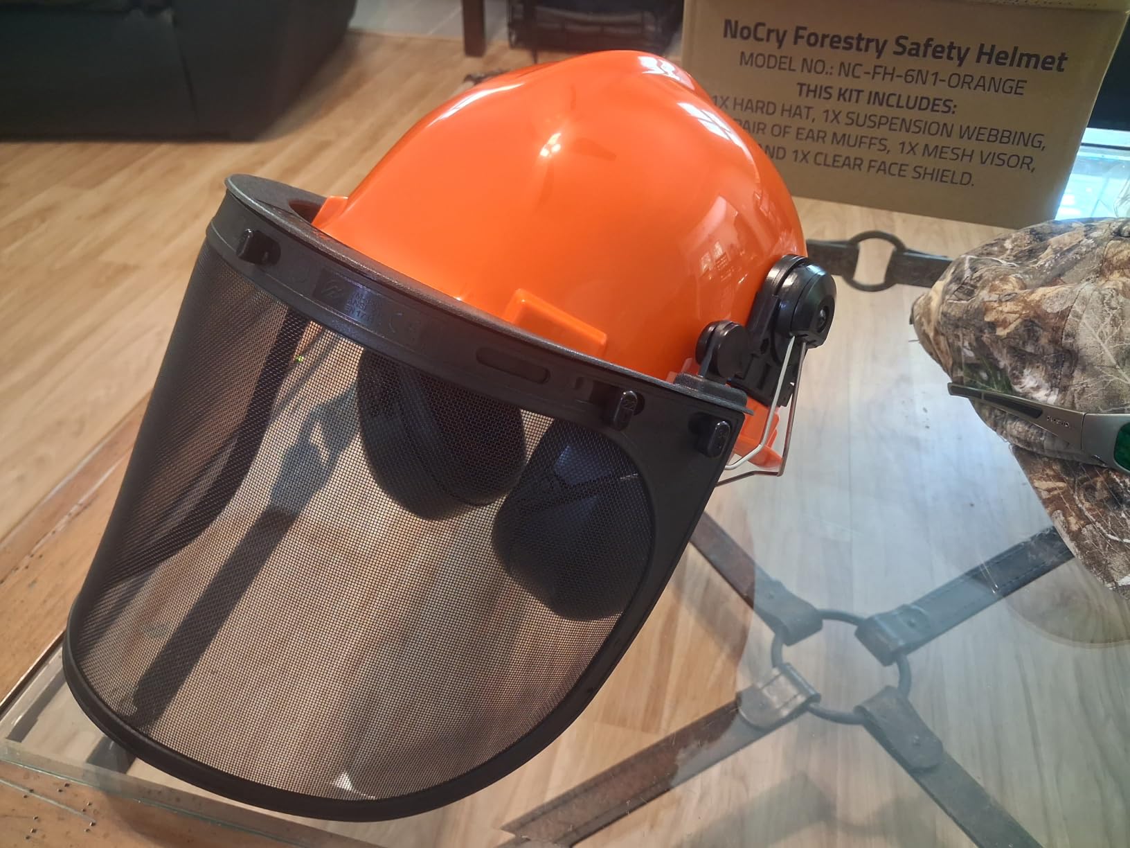 NoCry 6-in-1 Industrial Chainsaw Helmet with Face Shield and Ear Muffs - Mesh & Clear Plastic Visors Included - ANSI Z89.1 Certified - Adjustable Headgear - Ideal for Forestry and Arborist Work customer photo 1