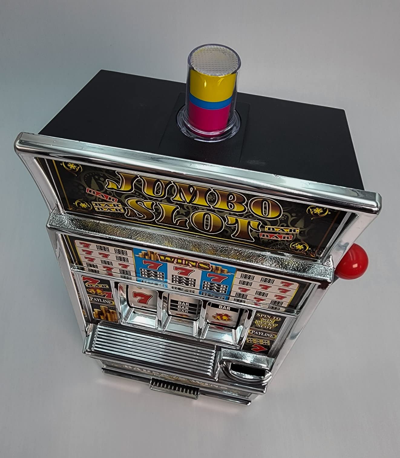 PowerTRC Jumbo Slot Machine Coin Bank | Casino Toy Slots Piggy Bank | Flashing Lights and Jackpot Sounds customer photo 1