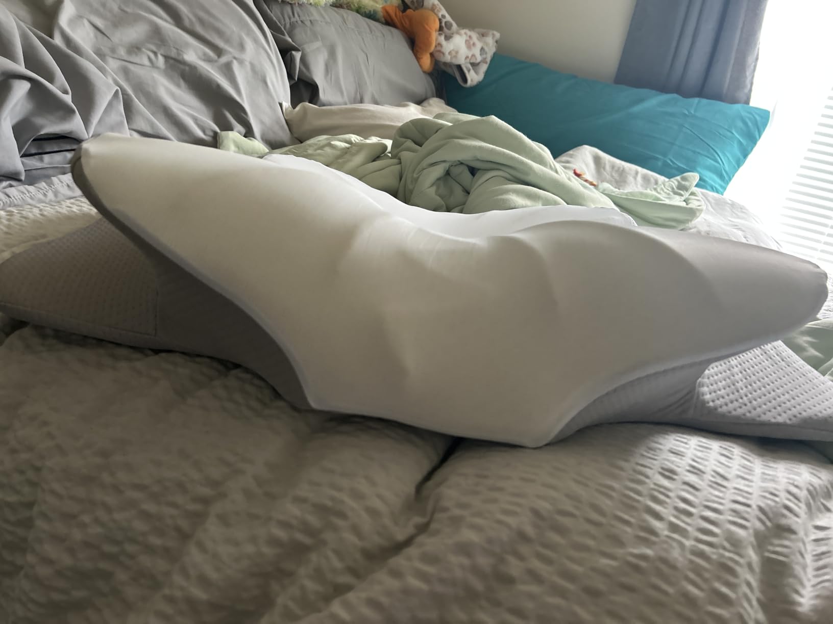 DONAMA Contour Cervical Neck Pillow for Neck Pain Relief | Queen,Ergonomic Dual-Height,Odorless Memory Foam,Side/Back/Stomach Sleepers,Cooling Hypoallergenic Cover,OEKO-TEX Certified customer photo 2
