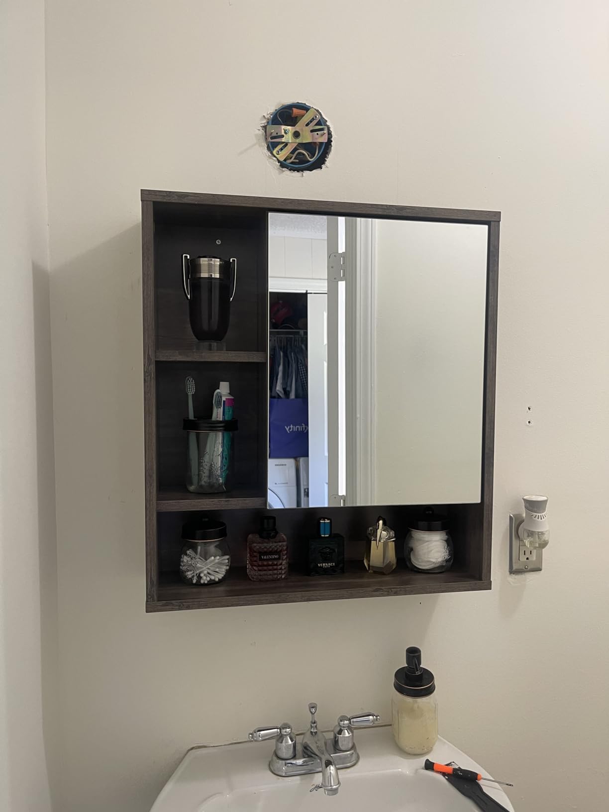 ChooChoo Bathroom Wall Mirror Cabinet, Medicine Cabinet with Storage Shelf customer photo 1