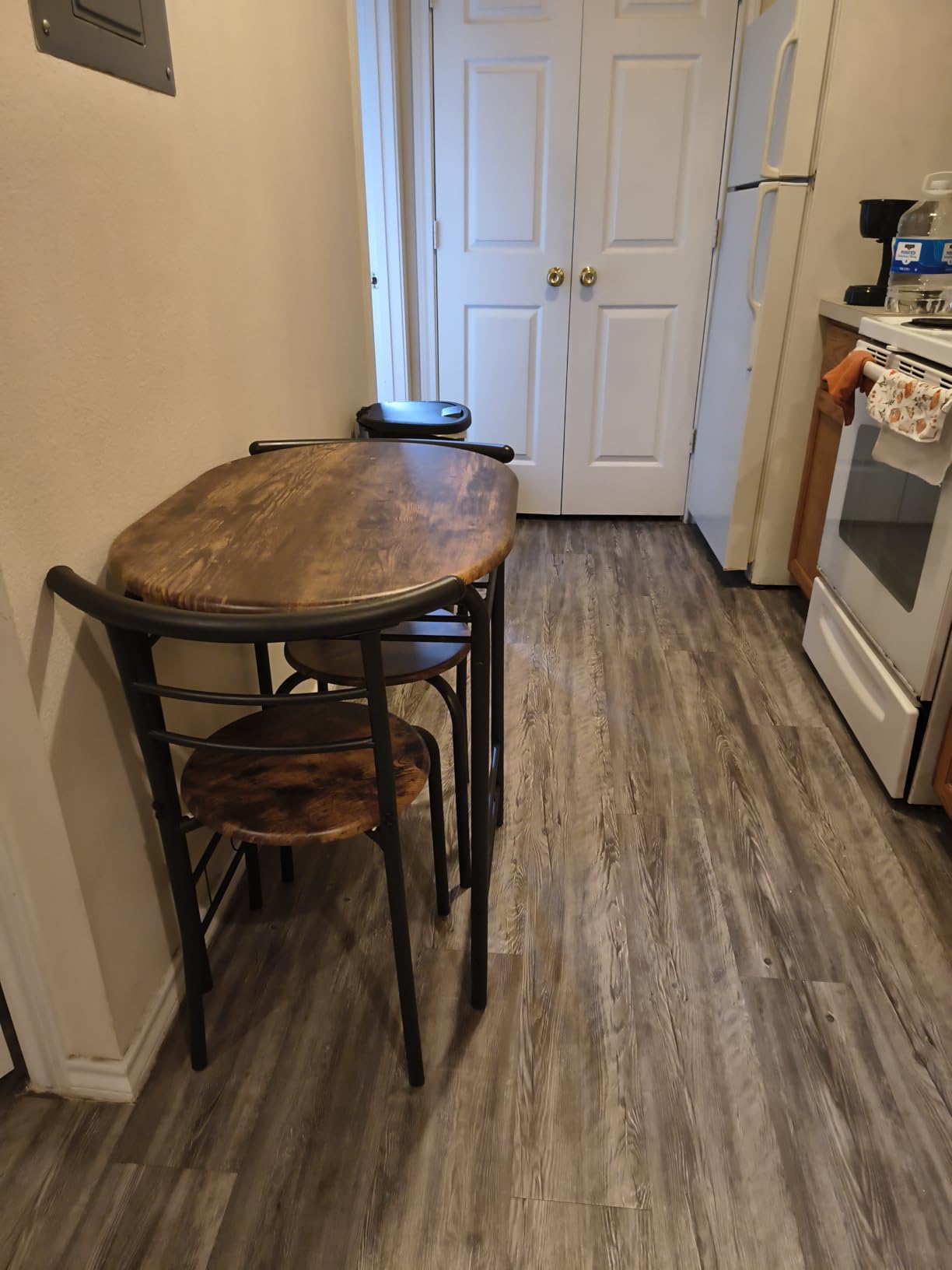 JUMMICO 3-Piece Wooden Round Table & Chair Set (Walnut/Black) customer photo 2