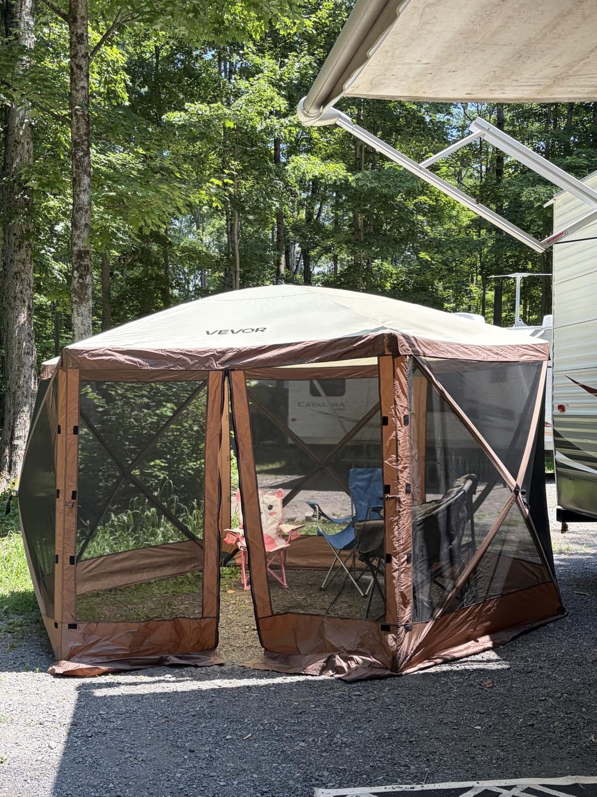 VEVOR Camping Gazebo Screen Tent, 12x12ft, Brown/Beige customer photo 1