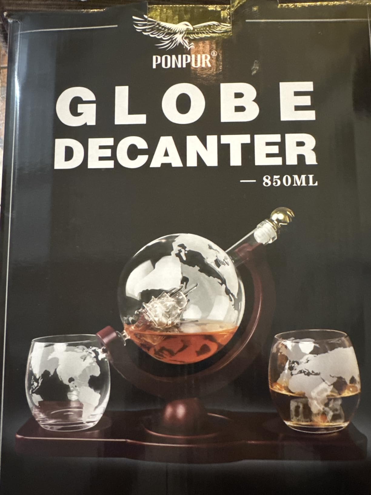 PONPUR Gifts for Men Dad Christmas, Whiskey Decanter Globe Set with 2 Ball Stones & 2 Glasses, Anniversary Birthday Gifts for Him Husband Boyfriend Brother, Cool Stuff Gift for Bourbon Scotch customer photo 1