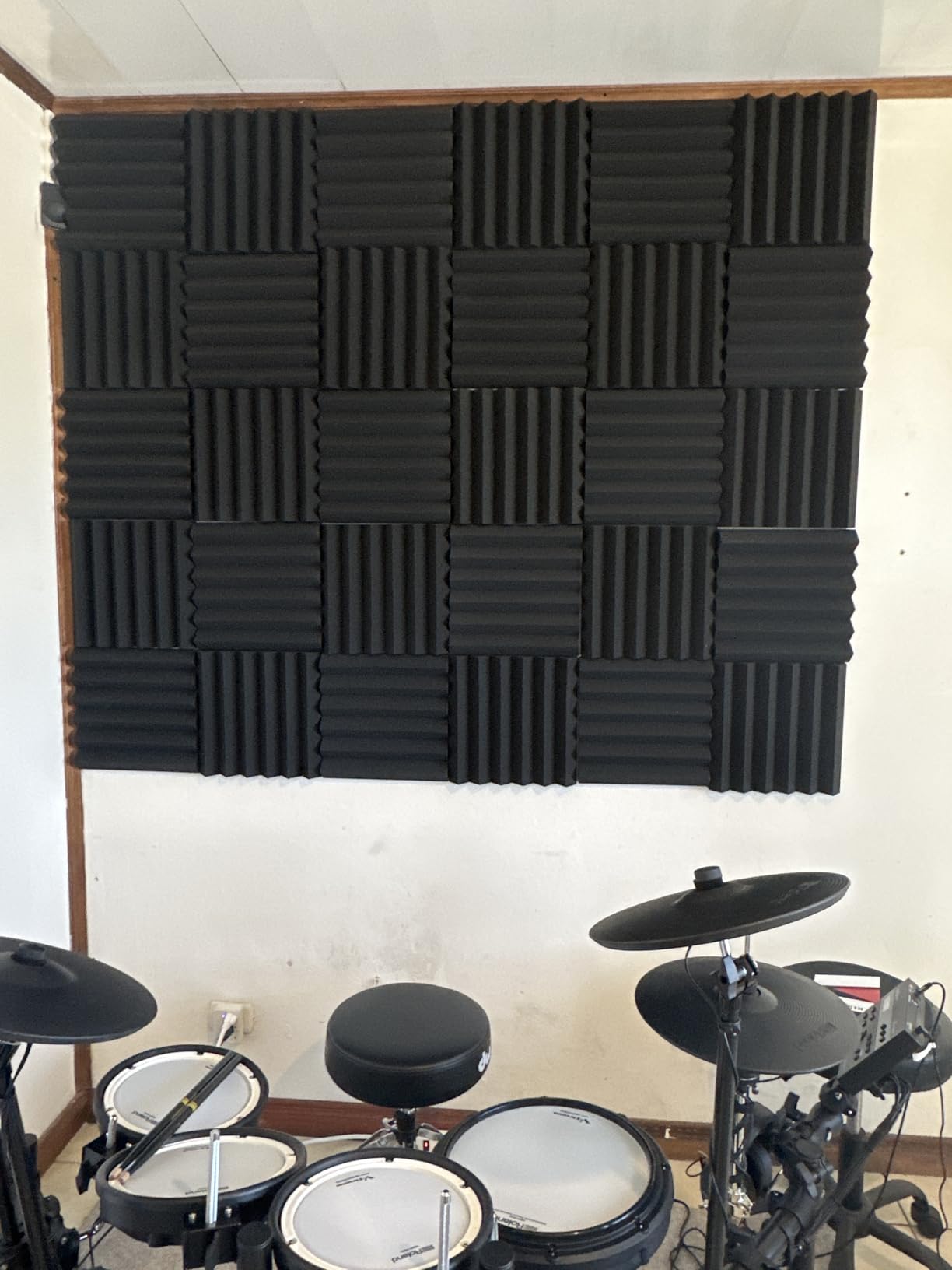 GUERRI Sound Proof Foam Panels - 12 x 12 x 2 Inches 36 Pack Wedges Acoustic Foam Panels Sound Proofing Padding for Walls and Ceiling High Density Foam Studio Foam (Black) customer photo 1
