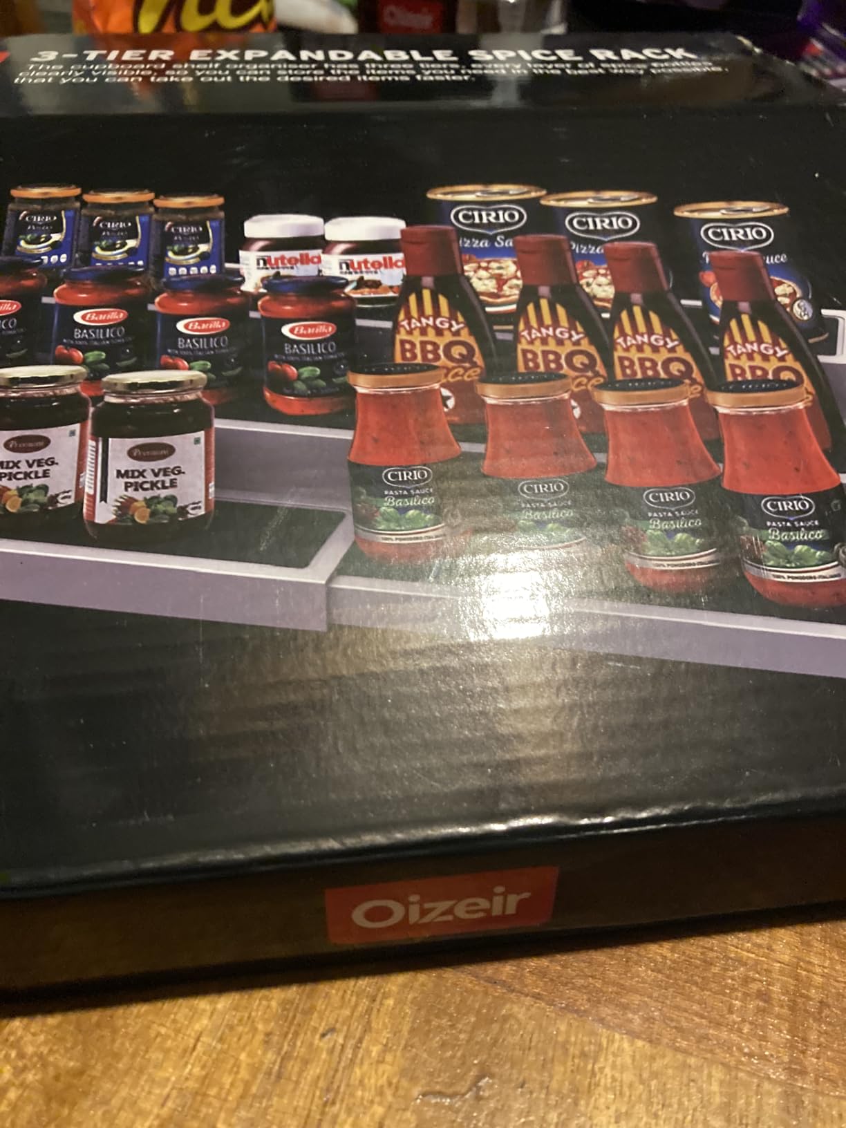 Oizeir 3-Tier Expandable Spice Rack Organizer for Cabinet, White/Grey customer photo 2