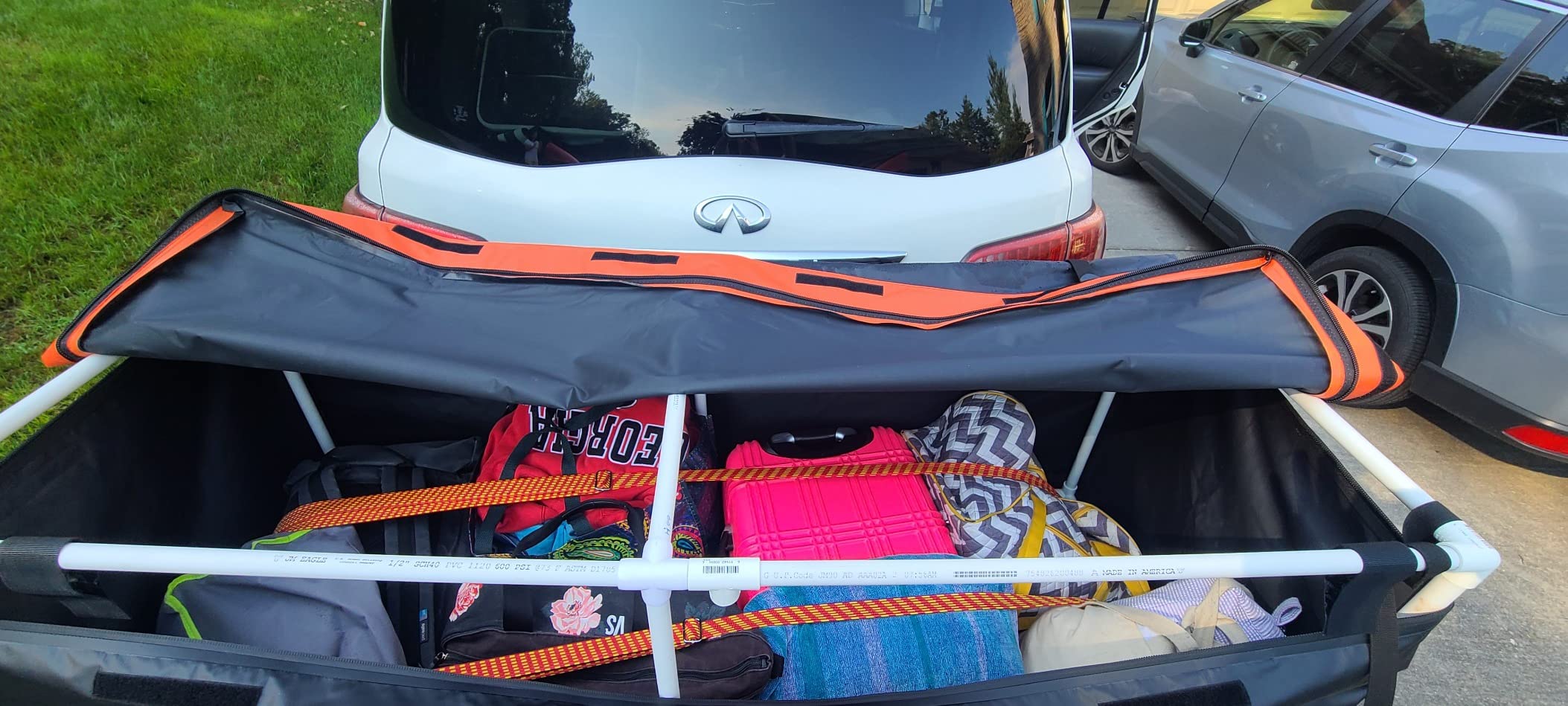 Car Roof Bag Rooftop Cargo Carrier Bag Waterproof 21 Cubic Feet roof Cargo | Soft Shell Luggage rack bag for All Vehicle with/Without Rack, Includes Anti-Slip Mat, 10 Reinforced Straps, 6 Door Hooks, Lock customer photo 2