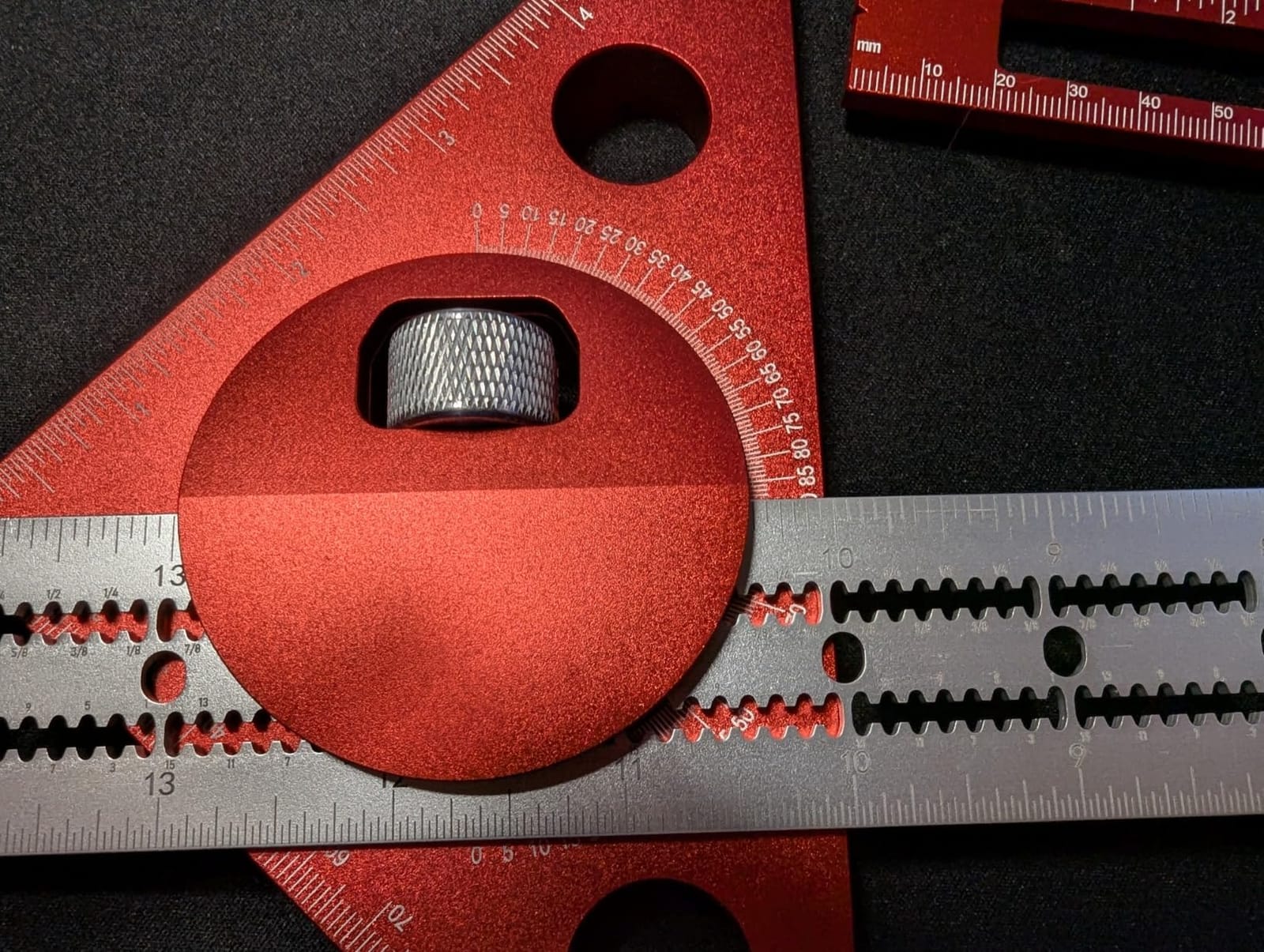Violetfox Woodworking Ruler, 3Pcs Precision Pocket Metal Slide Rule Inch and Metric T-Type Scribing and Square Ruler for Marking and Measuring (6/8/12 Inch) customer photo 2