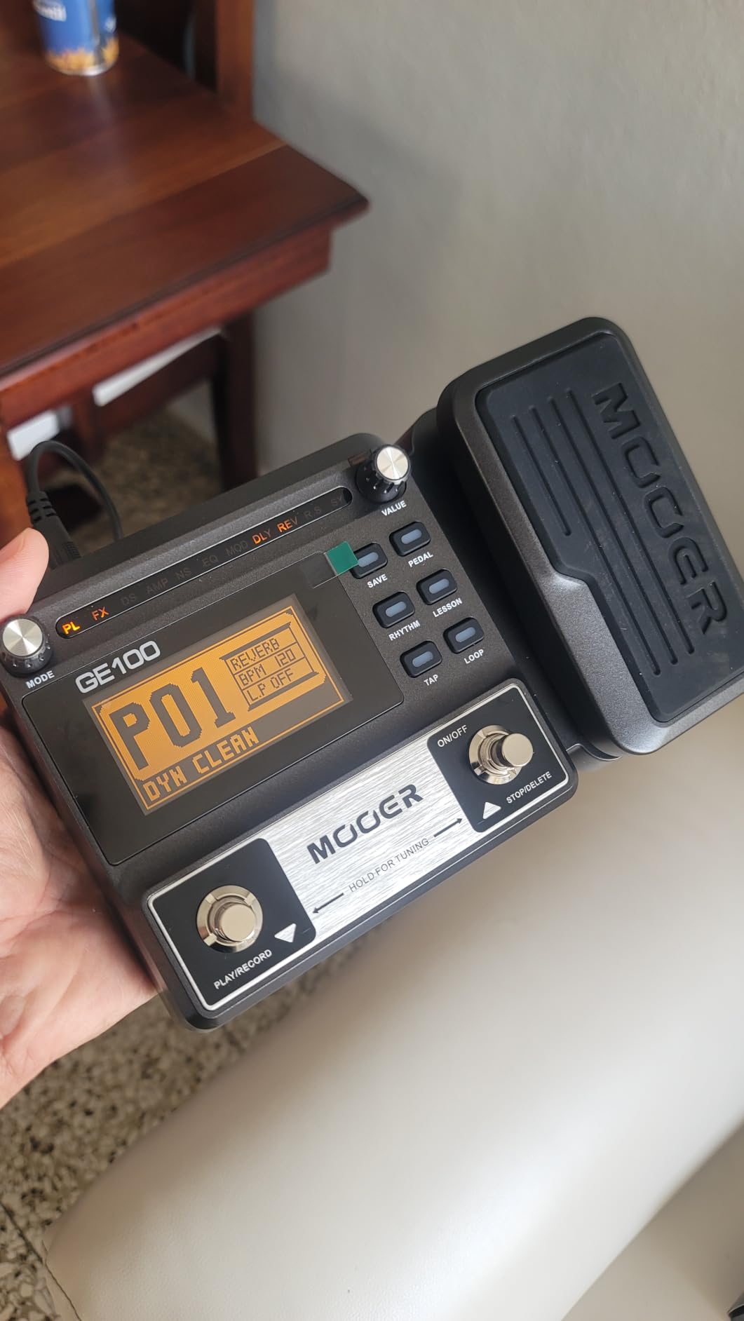 MOOER GE100 Multi-Effects Guitar Pedal 80 Presets, 66 Effects | 180 Second Loop, 40 Drum Rhythm, Distortion, Expression Volume Wah Pedal, Tap Tempo, Headphone Out, LED Screen, Tuner customer photo 1