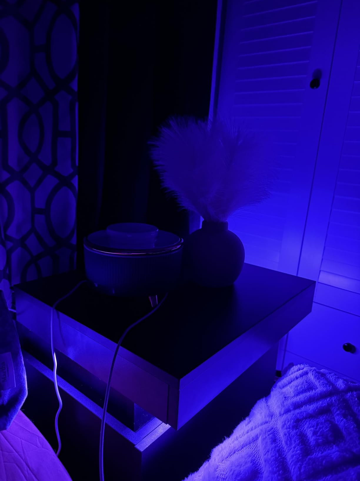 ADORNEVE Black Nightstand with Charging Station and LED Lights customer photo 1