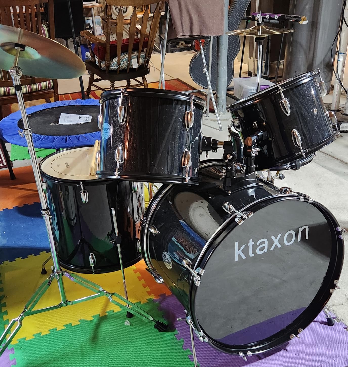 Ktaxon 22 Inch Drum Set Adult, 5-Piece Full Size Poplar Drumset, Black customer photo 1