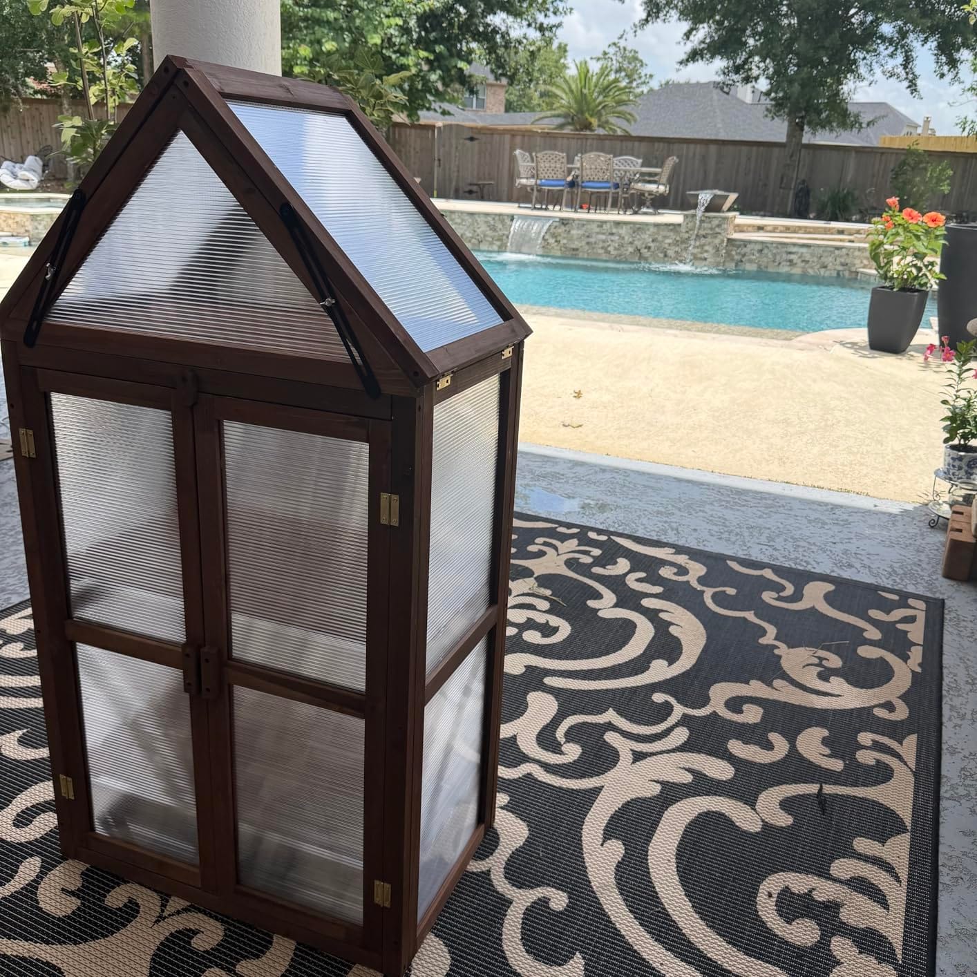 Happygrill Cold Frame, Mini Wooden Green House w/Transparent Openable Roof customer photo 2