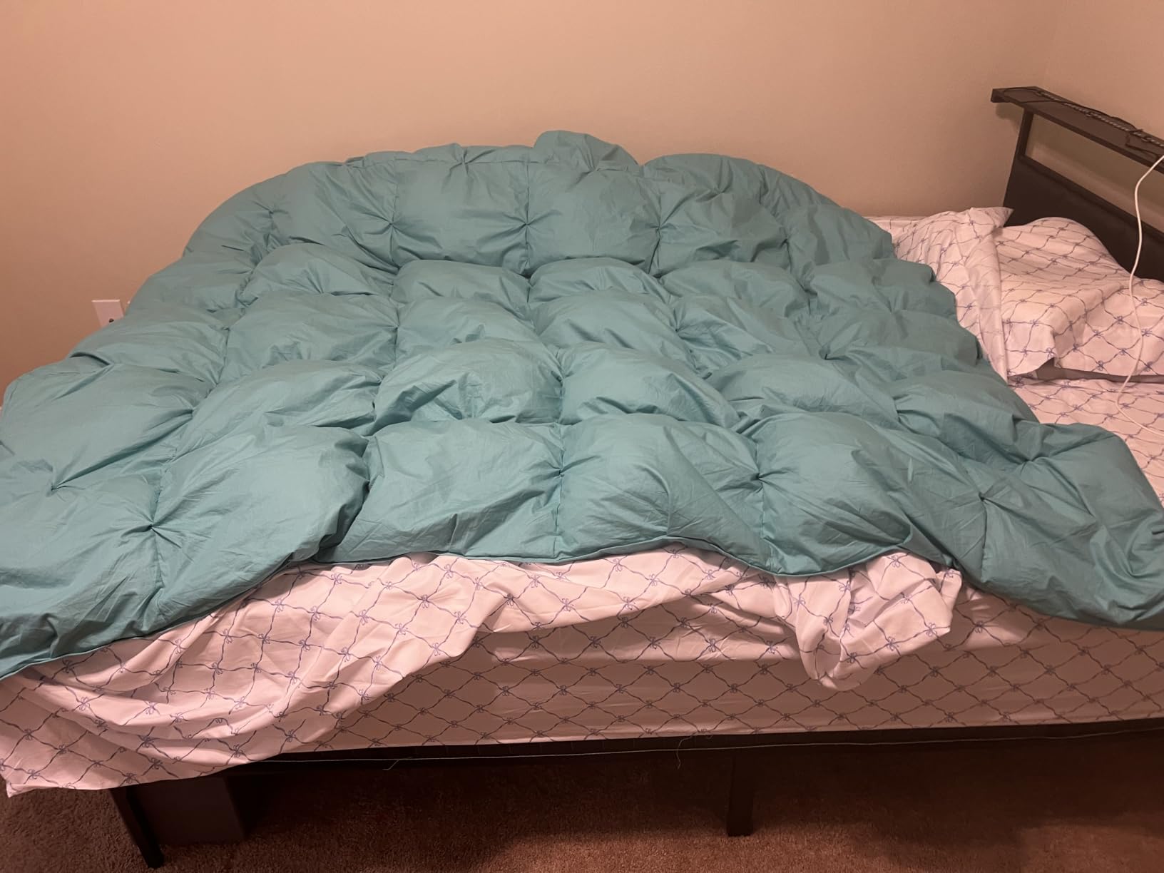 Three Geese Pinch Pleat Waterfowl Feathers and Down Comforter Queen Size Duvet Insert, 1200TC 100% Cotton Fabric, Premium All Seasons BlackGrey Warm Hotel Comforter with 8 Tabs. customer photo 2