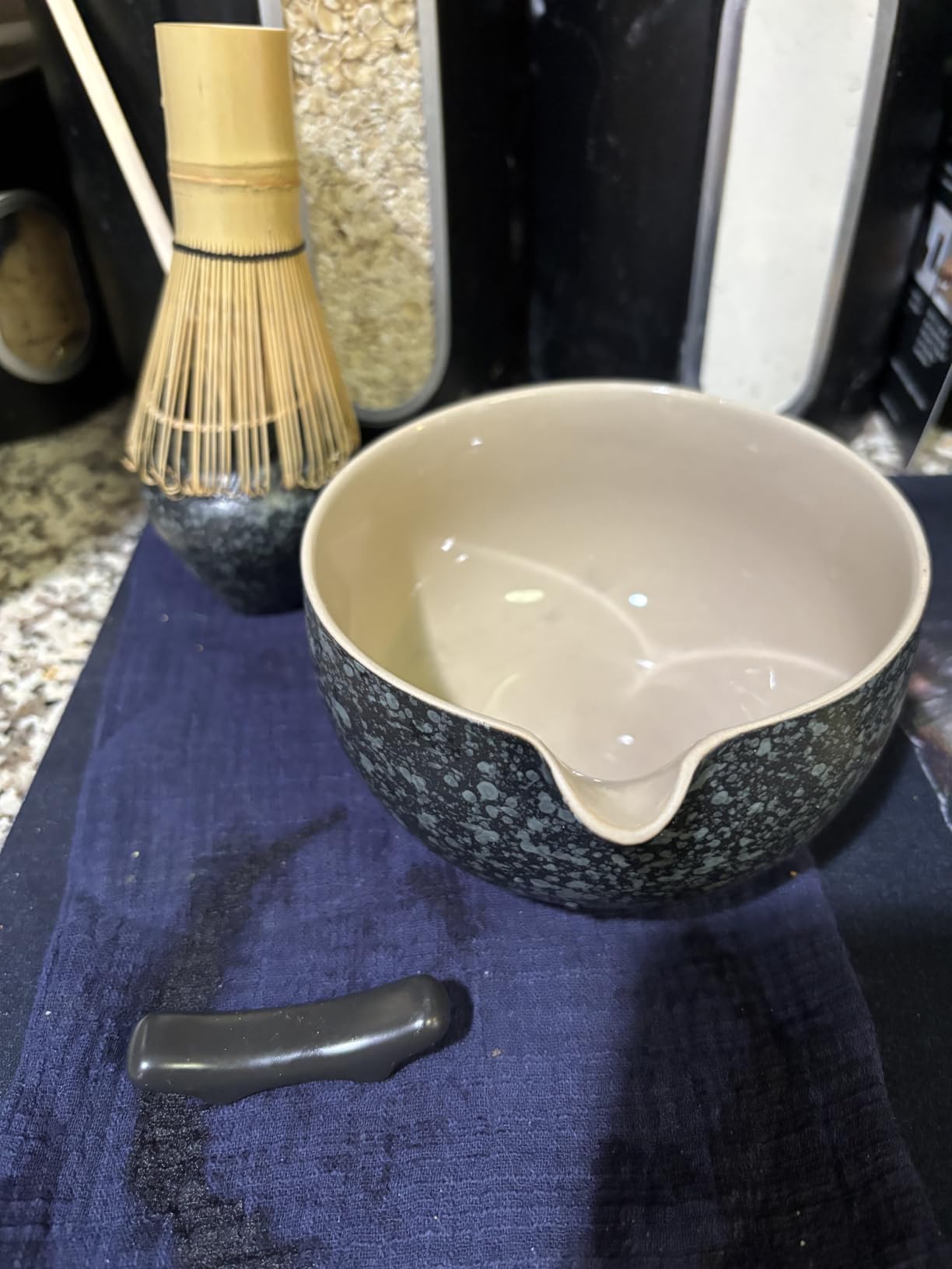 TEANAGOO Matcha Set with Spout, Black Stone, Ceramic Bowl, Bamboo Whisk customer photo 2