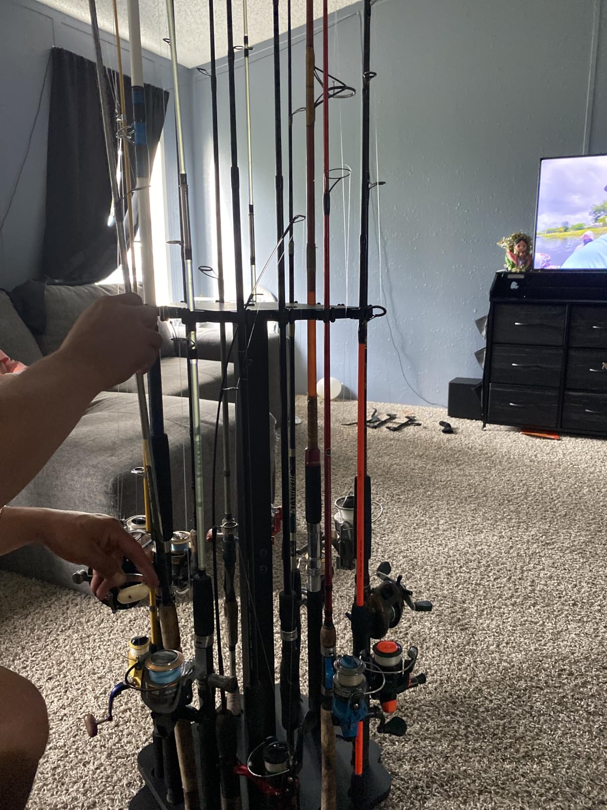 Ghosthorn Rotating Fishing Rod Holder for Garage,Wood Floor Stand Pole Rack customer photo 1