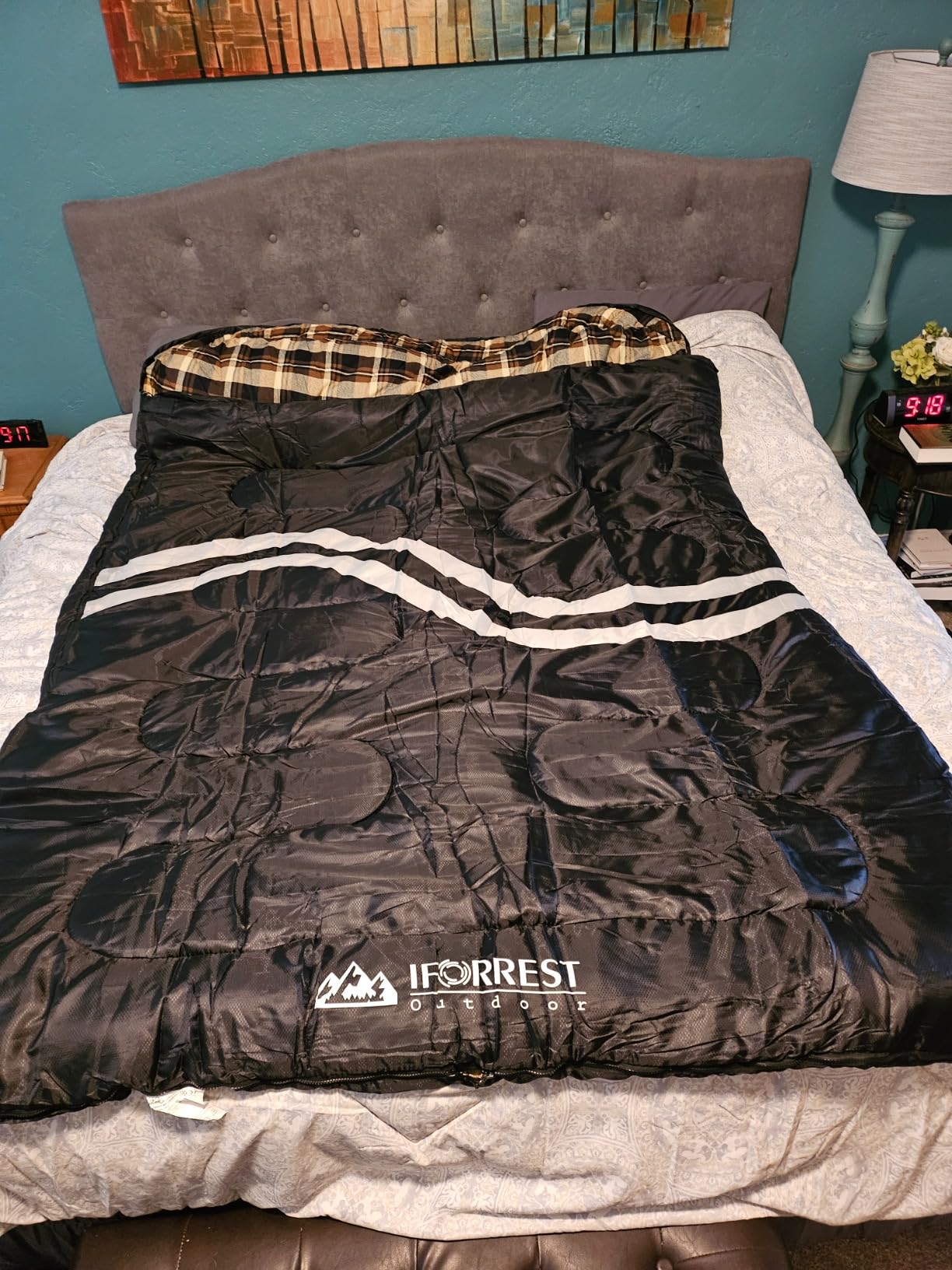 IFORREST Cotton Flannel Double Sleeping Bag for Adults - 2 Person 10°F Cold Weather Extra-Wide & Warm - Couples Camping Bed - Queen Size XXL customer photo 2