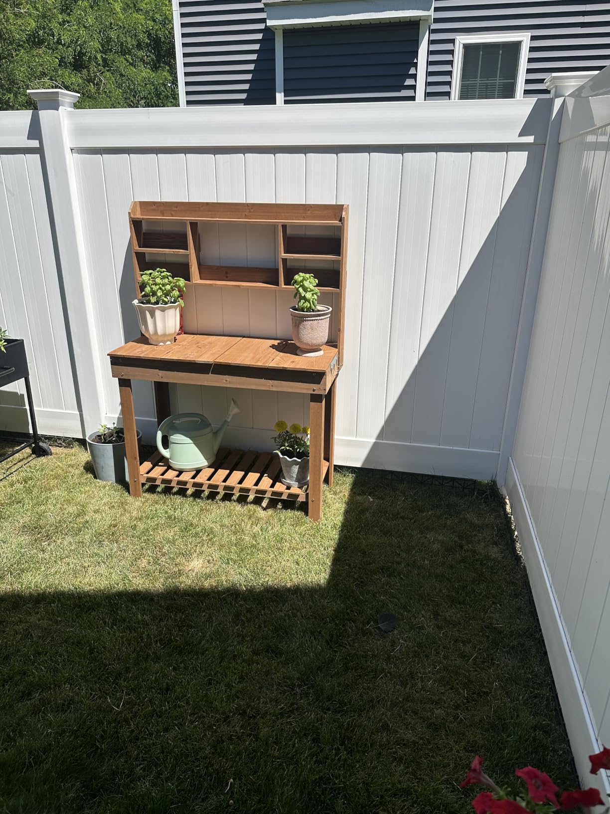 Yaheetech Outdoor Potting Bench, Sink, Display Rack & Storage Shelf,Brown customer photo 1