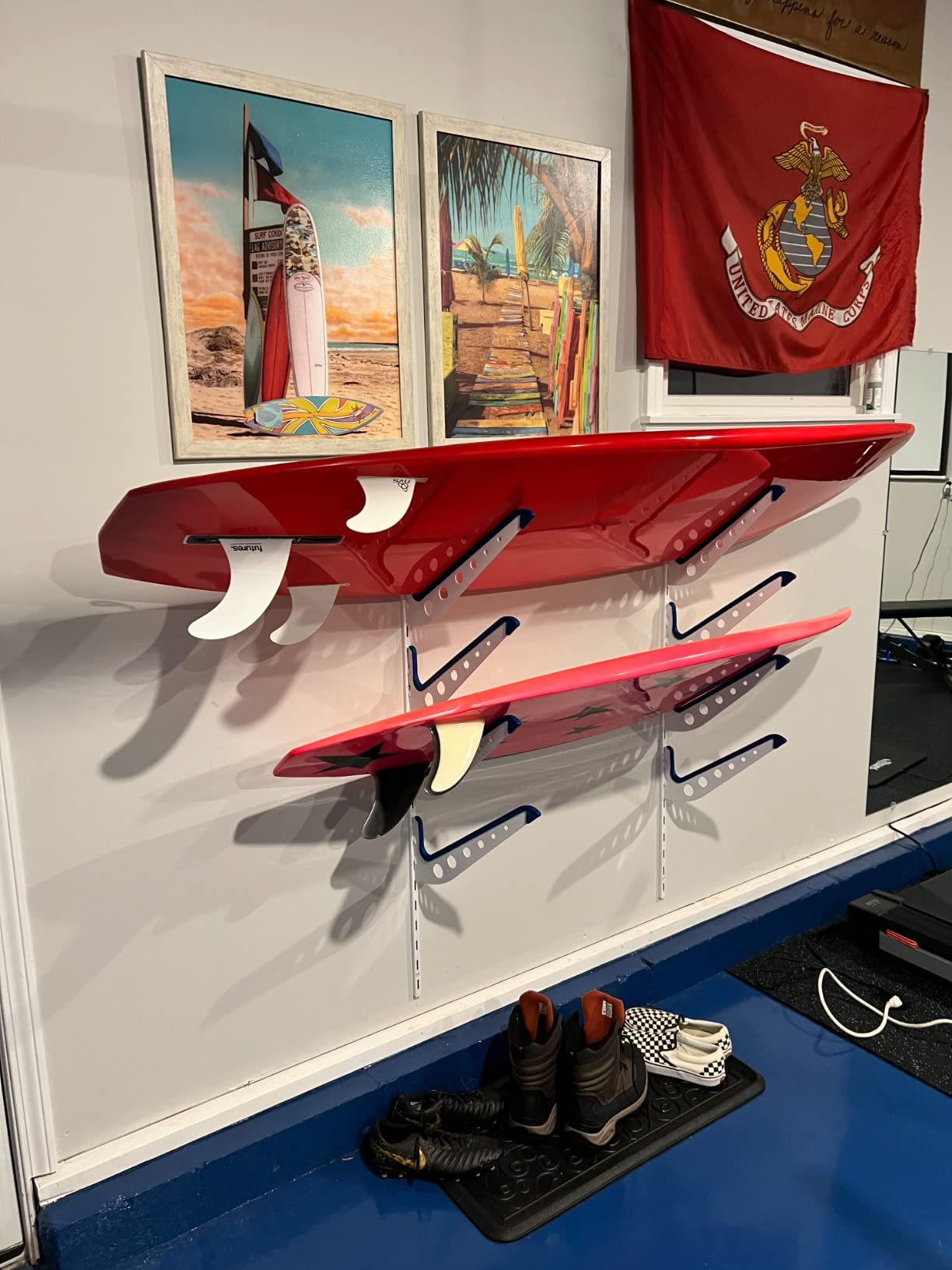 StoreYourBoard Surfboard Wall Mount Rack, Holds 4 Boards, Padded Arms customer photo 2