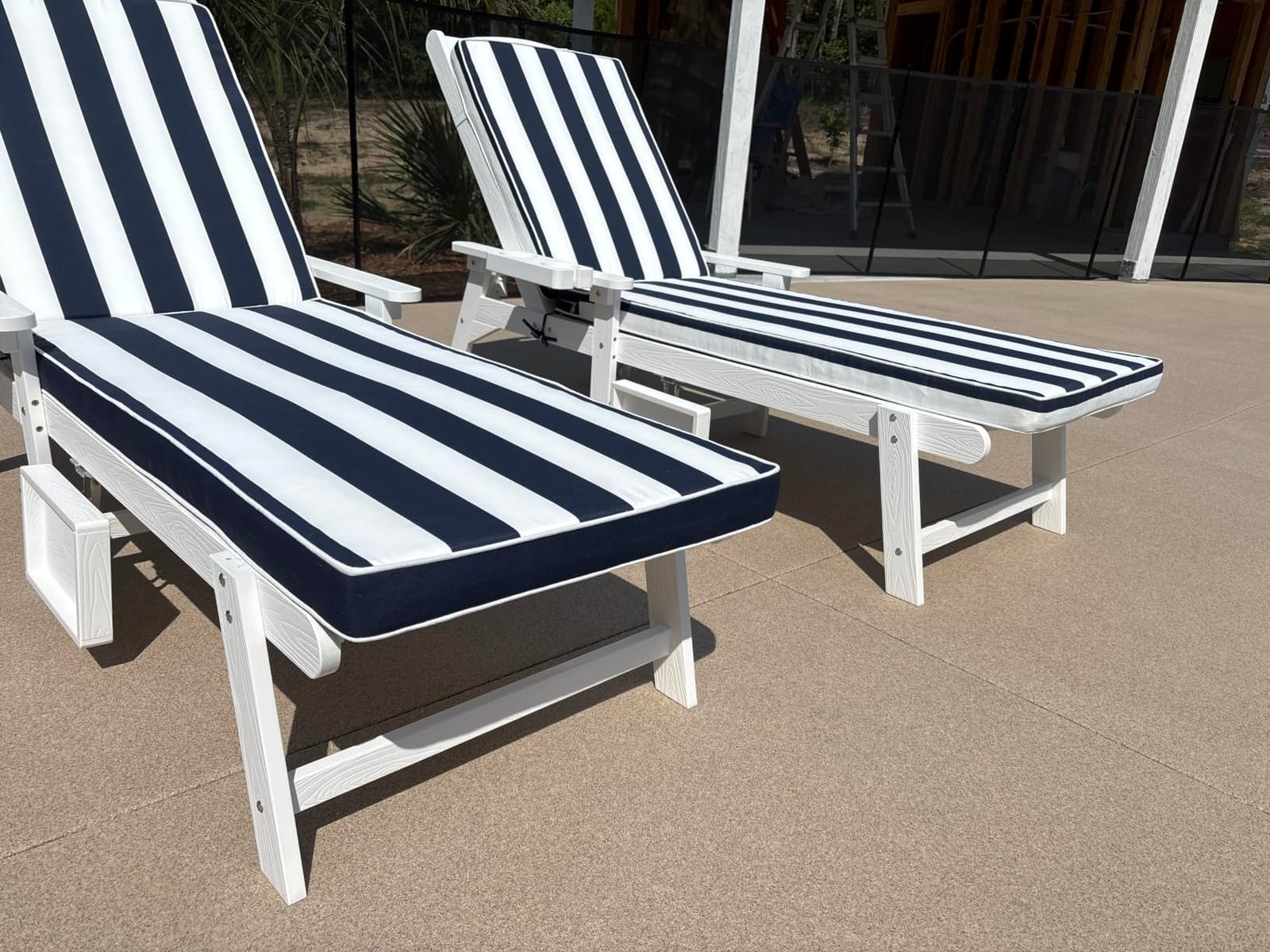 Only choice 2 Pcs Set Outdoor Lounge Chair Cushions Patio Chaise Lounge Replacement Cushions Furniture Seat Cushions(Black+White Stripes-2 pcs) customer photo 1