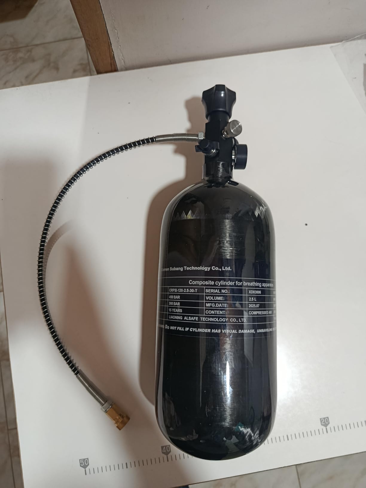 TUXING 4500psi High Pressure Composite Cylinder,2.5L Carbon Fiber Gas Cylinder, Diving Scuba Tank, PCP Paintball Air Tank (Empty Bottle), M18*1.5 customer photo 1