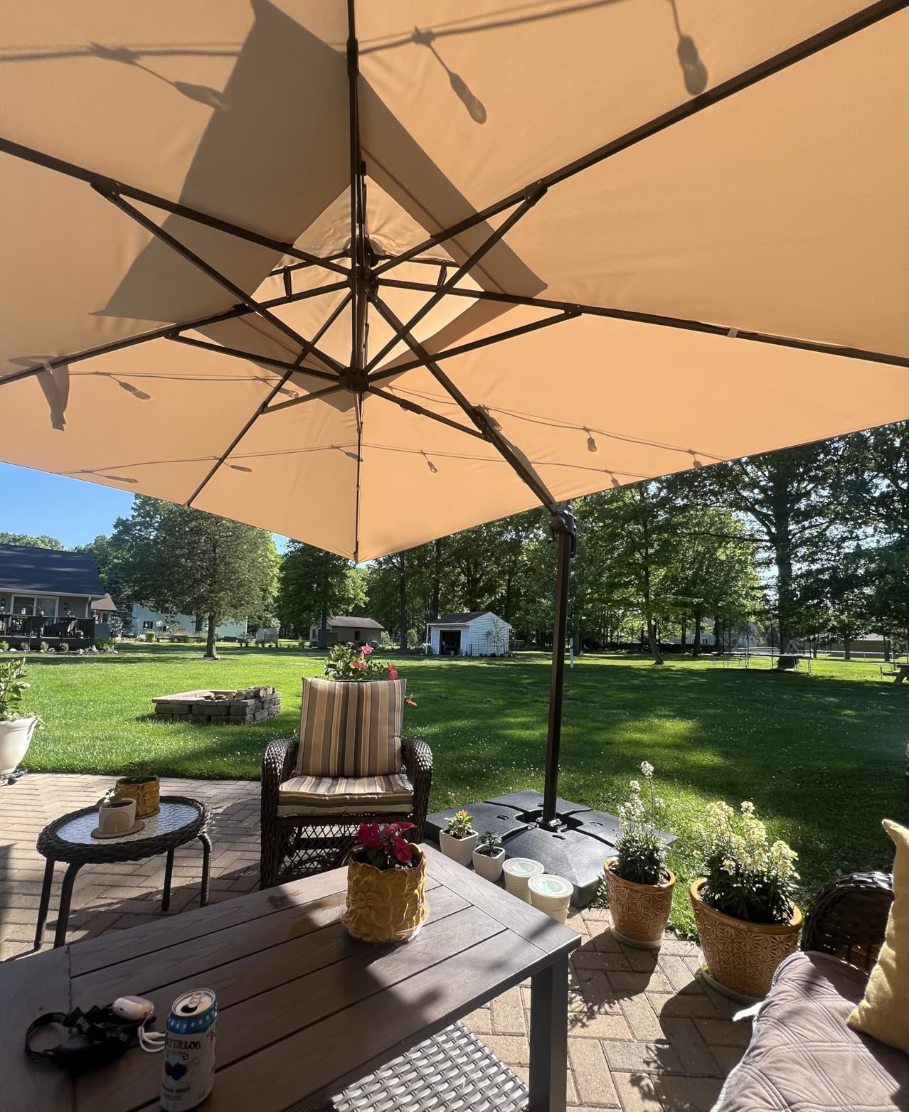 10x13FT Cantilever Patio Umbrella, Double Top 360° Rotation, Beige customer photo 2
