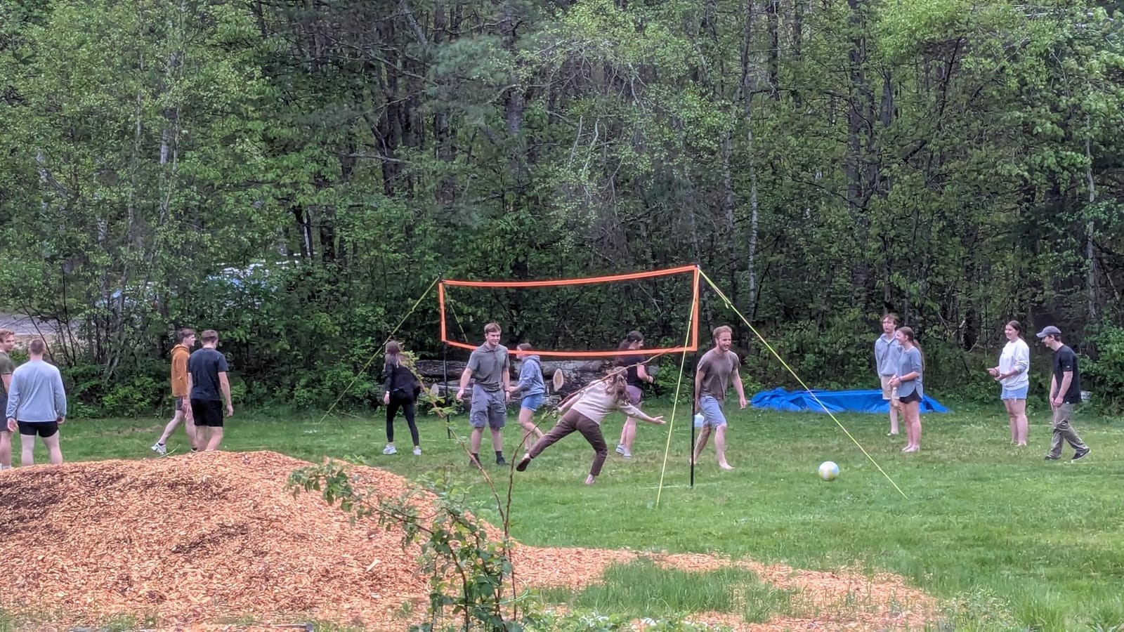 Outdoor Volleyball Net for Backyard, 32FT Anti-Sag Net with Steel Poles customer photo 2