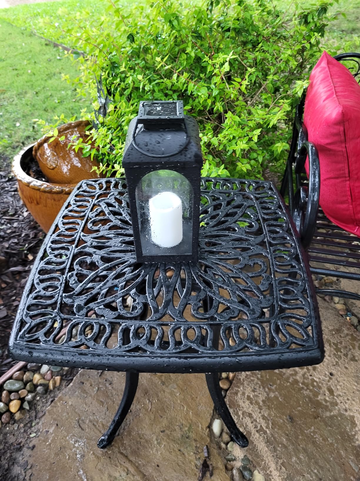 VINGLI 21” Outdoor Side Table, Cast Aluminum All-Weather Patio Side Table Small Outdoor Table Bistro Table for Outside, Porch, Balcony, Patio, Bronze customer photo 2