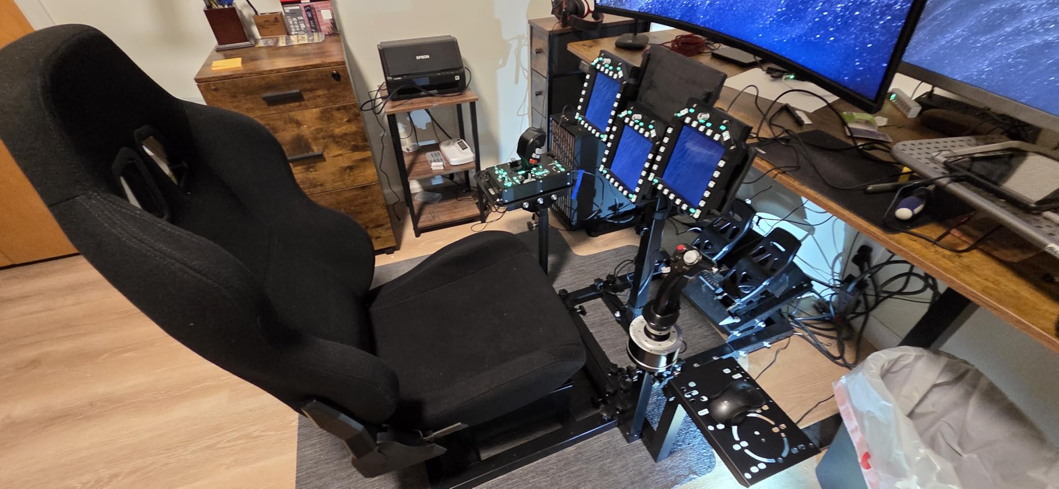 Marada Universal Flight Simulation Cockpit with Racing Seat Wheel Stand | Adjustable Fit for Thrustmaster, for HOTAS Warthog, for Logitech G29 G920 Wheels Pedals Throttle Joystick Not Included customer photo 2