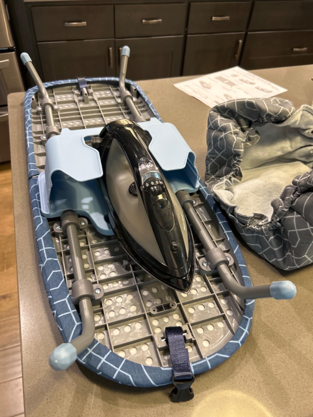 APEXCHASER Small Ironing Board with Iron Holder Without Iron Rest, Blue customer photo 2