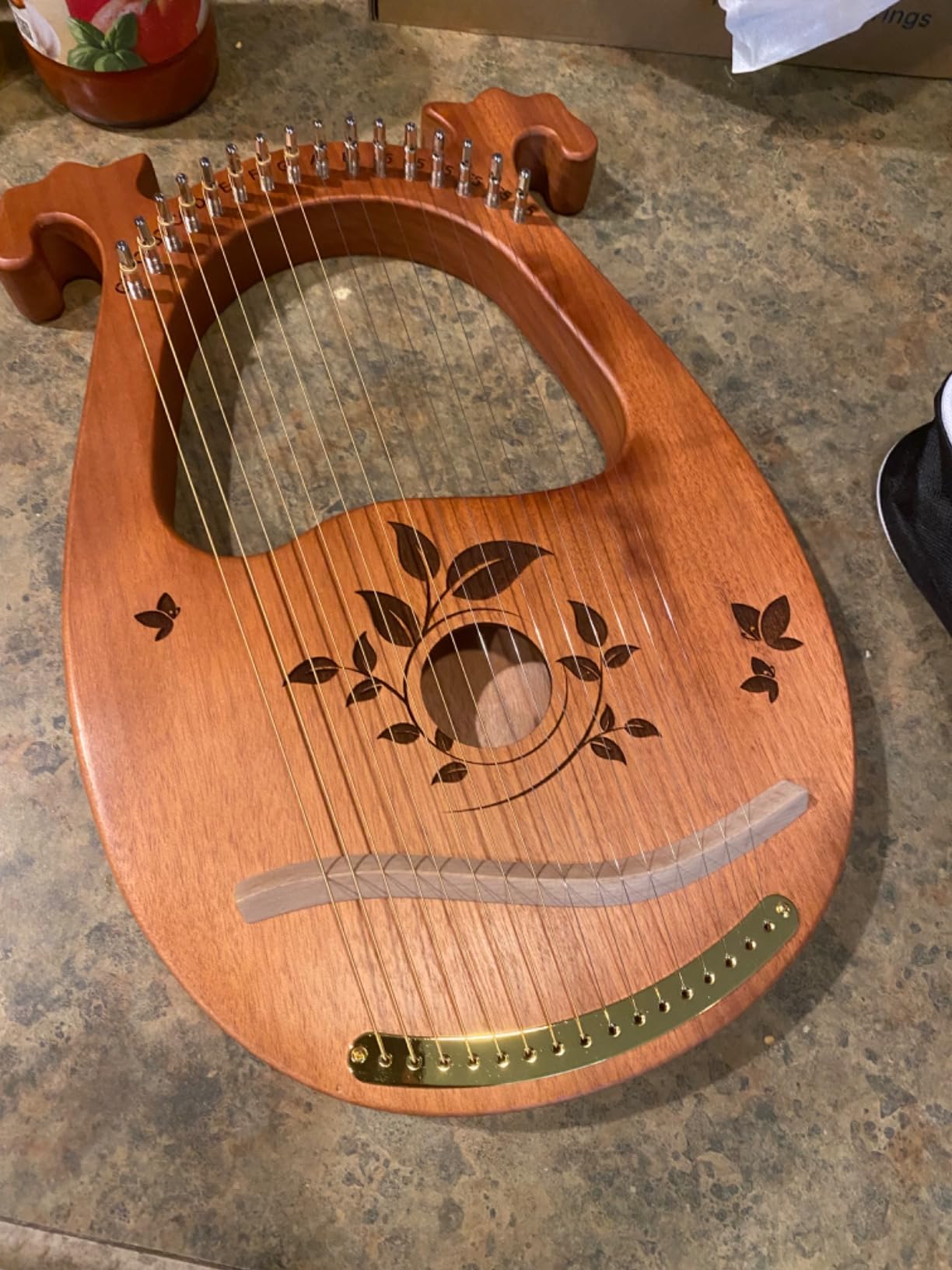 Lyre Harp Mahogany with Tuning Wrench and 16 Metal Spare String Set customer photo 1