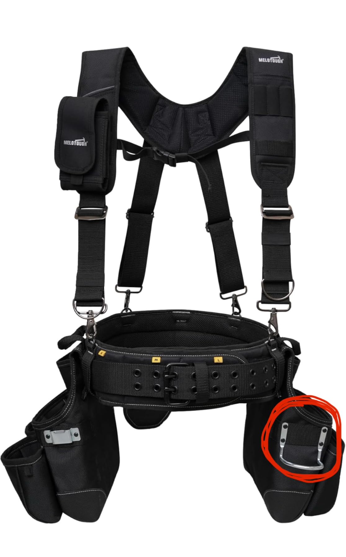 MELOTOUGH Tool Belt with Suspenders Tool Bag Supenders Framers Comb Apron Tool Belt Construction Tool Pouch Builder Heavy Duty Carpenter Suspension Rig for Electrician, Roofing,Contractor customer photo 1