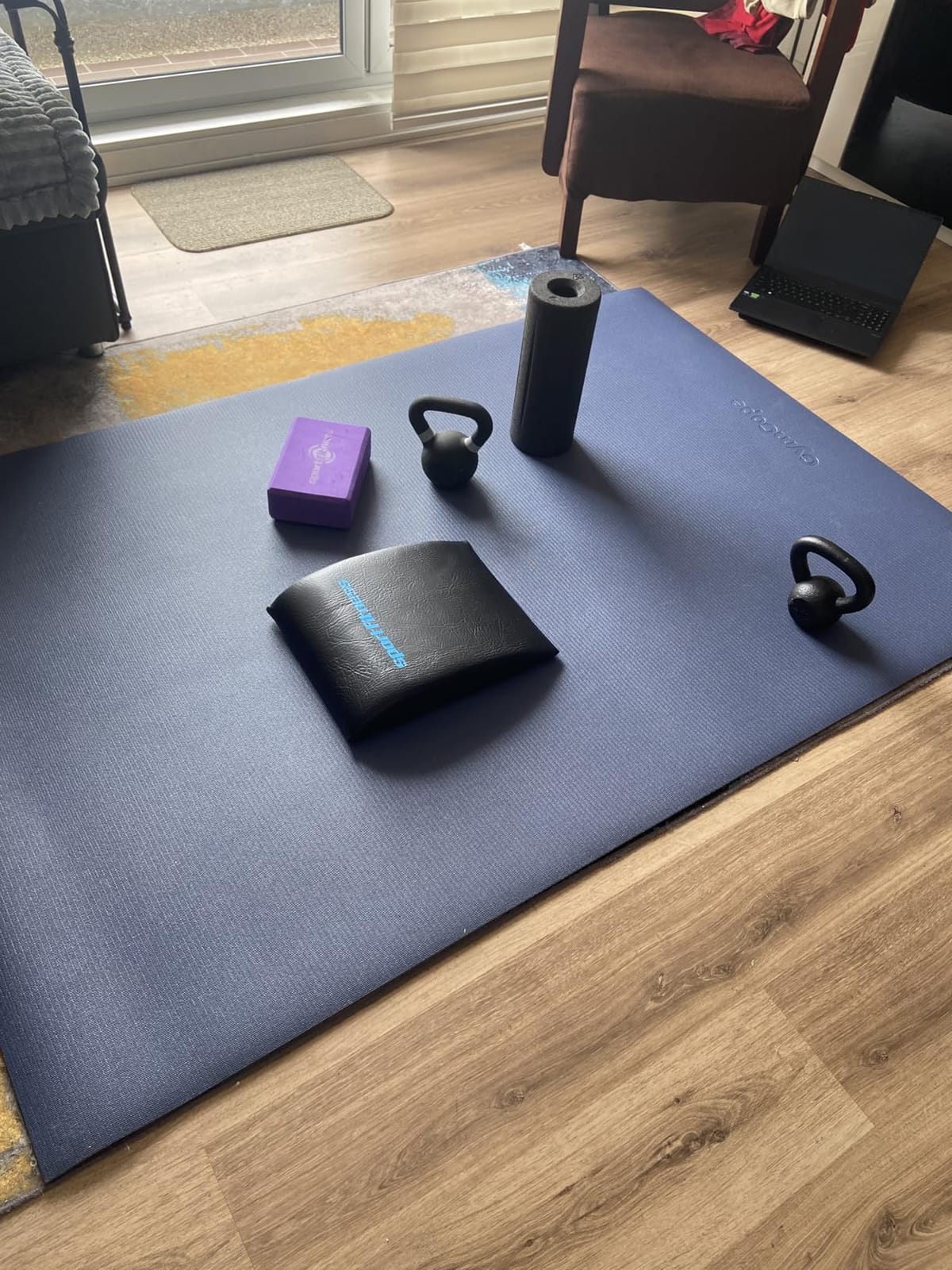 GymCope Large Exercise Mat for Home Workouts, 12x6/10x6/9x6/8x6/7x5/6x4 ft customer photo 1