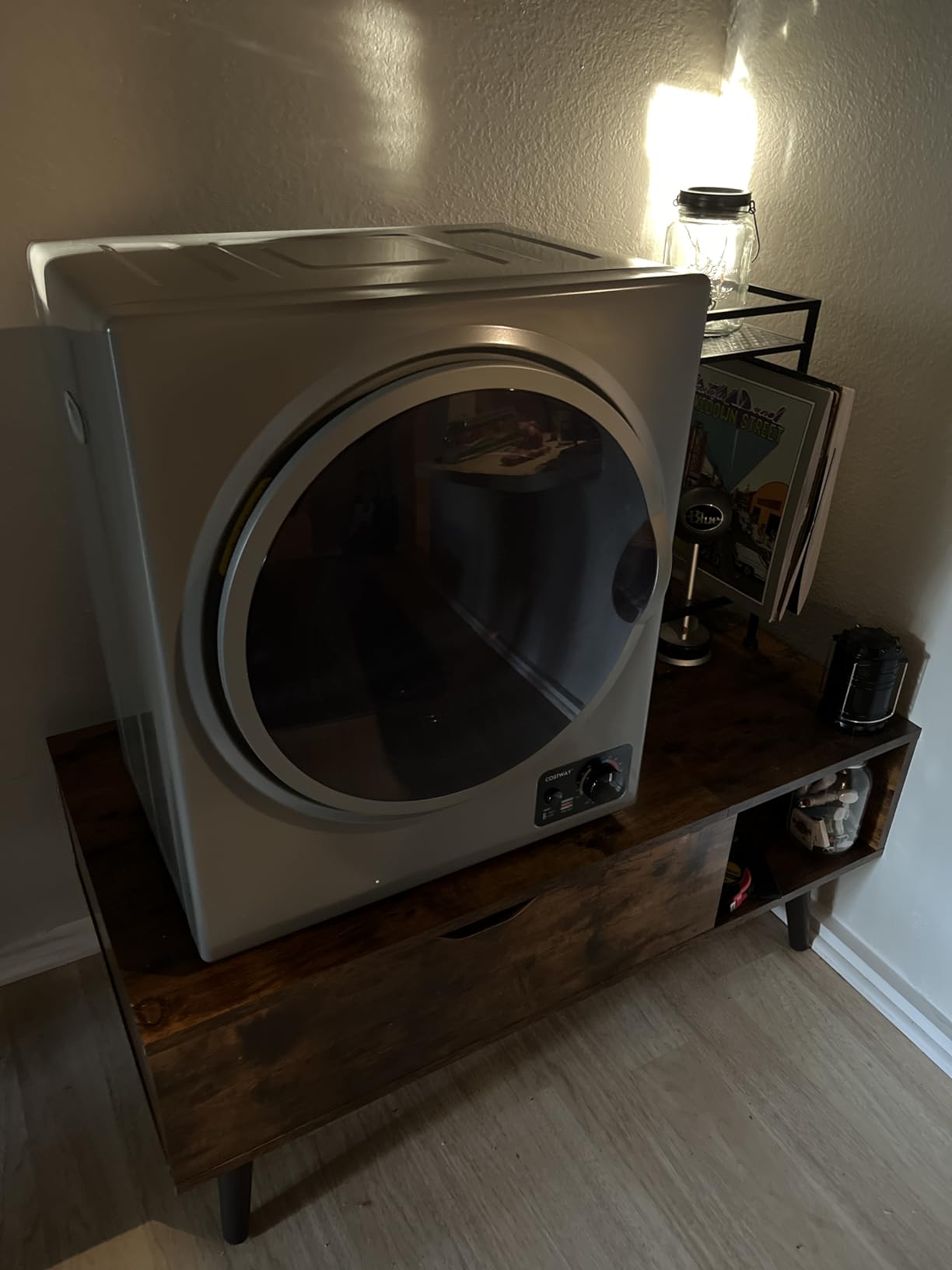 COSTWAY Compact Laundry Dryer, 110V Electric Portable Clothes Dryer with Stainless Steel Tub, Control Panel Downside Easy Control for 4 Automatic Drying Mode (Stainless Steel-Grey) customer photo 2