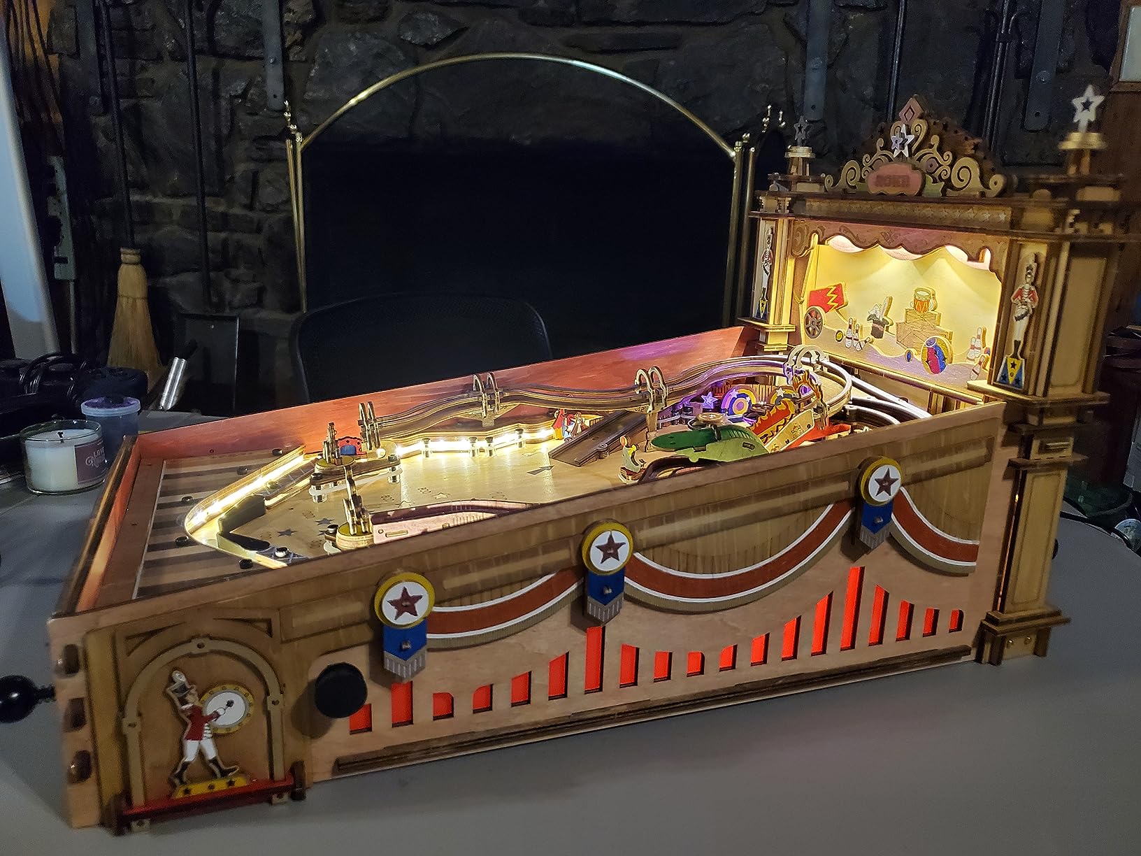Rowood Wooden Puzzles 3D Pinball Machine Mechanical Model Wooden 3D Puzzles for Adults DIY Pinball Game Wooden Puzzle-Model Building Kits Christmas Birthday Gifts for Adult and 14+ customer photo 2