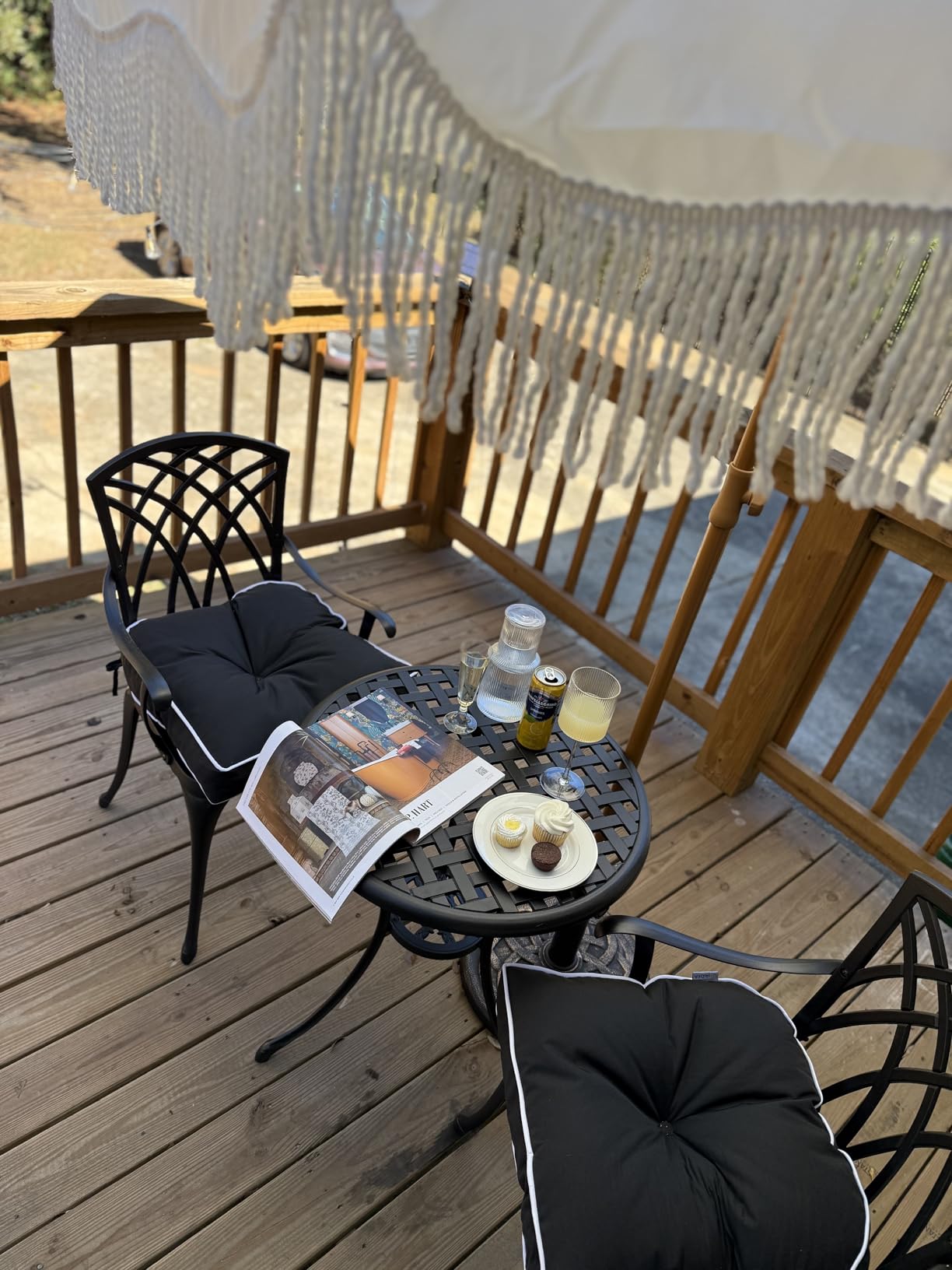 3 Piece Patio Set Outdoor Cast Aluminum Patio Bistro Table and Chairs Set of 2,All Weather Outdoor Bistro Sets with 1.97