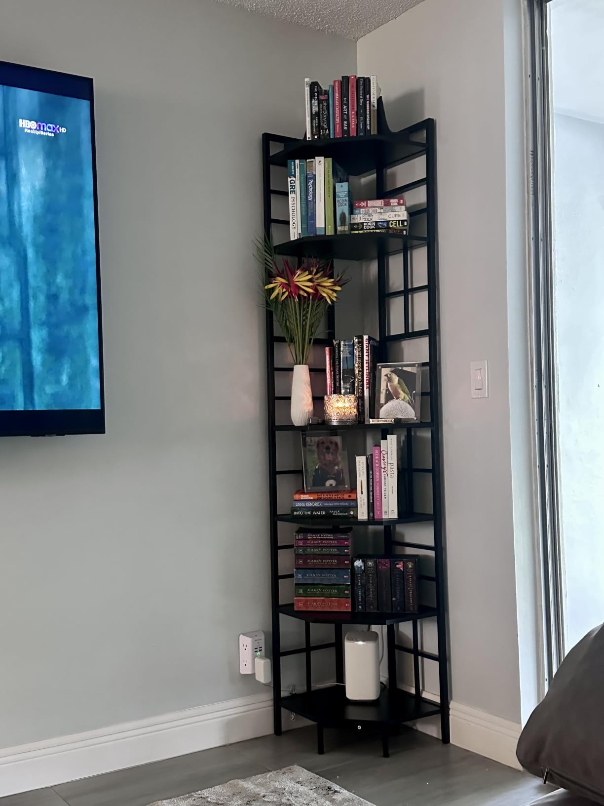 HOMISSUE Corner Shelf, 6 Tier Tall Narrow Bookshelf 76.9