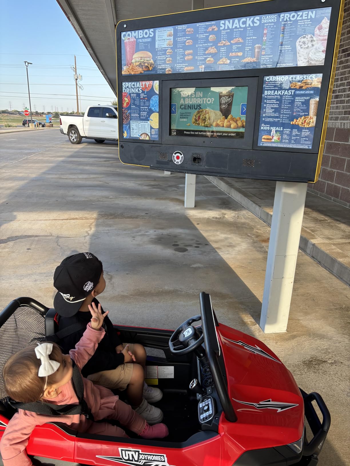 Costzon 2-Seater Ride on Car for Kids, 12V Kids' Electric Vehicles w/Remote Control, 4 Shock Absorbers, Wireless Music & FM, 3 Speeds, Ambiance Lights, Electric Car UTV for Boys Girls (Red) customer photo 1